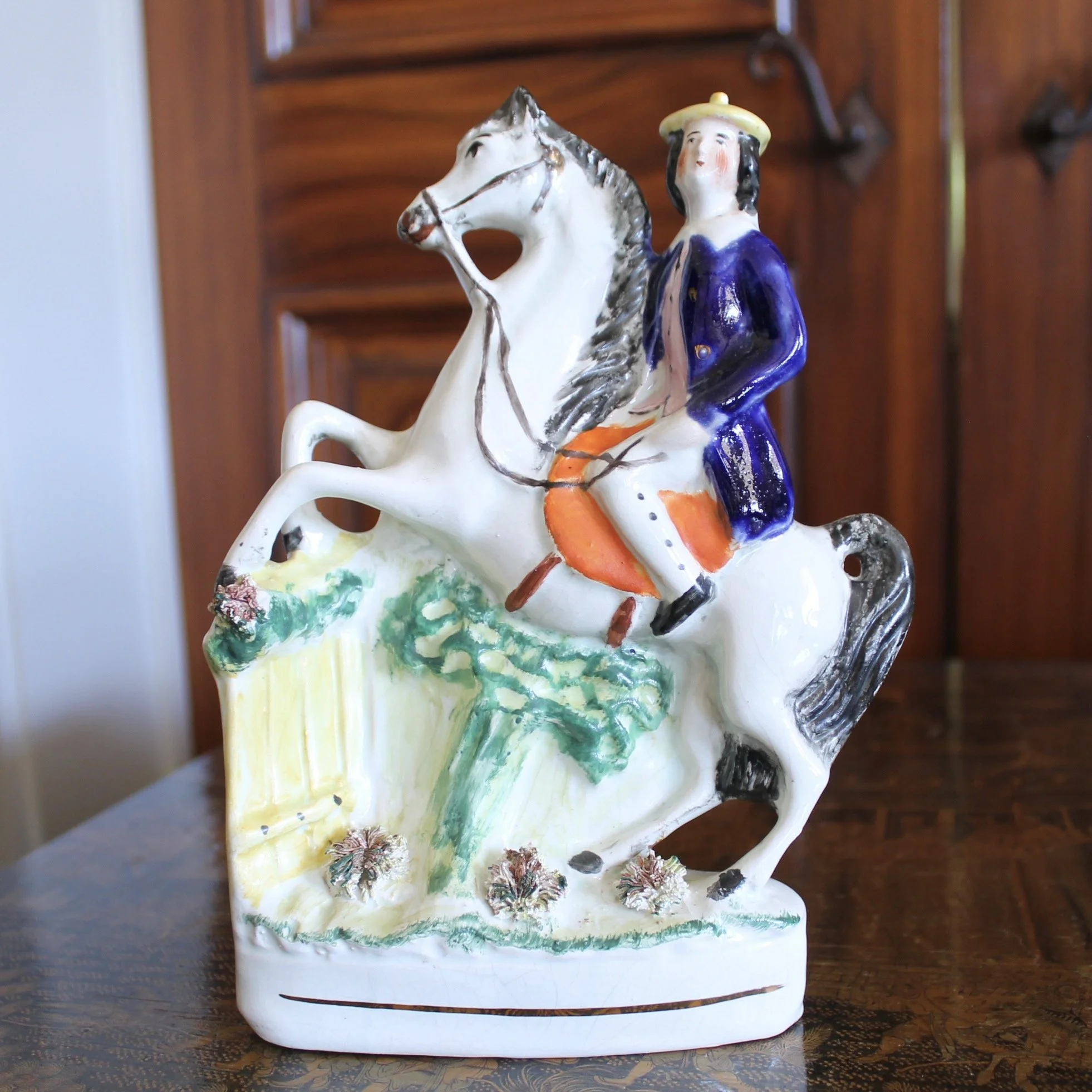 Pair of Staffordshire Gentlemen Figures on Horseback, 19th c.