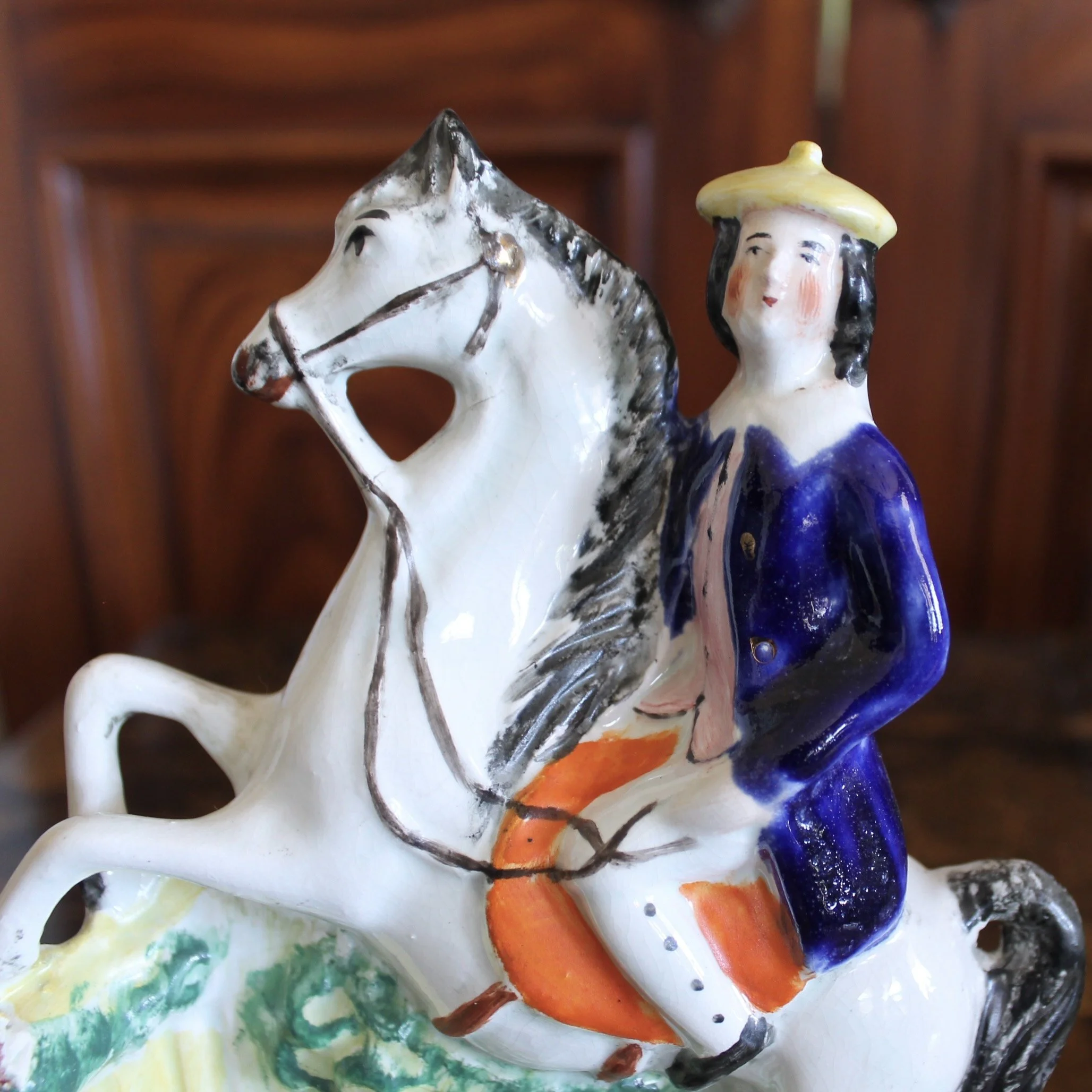 Pair of Staffordshire Gentlemen Figures on Horseback, 19th c.