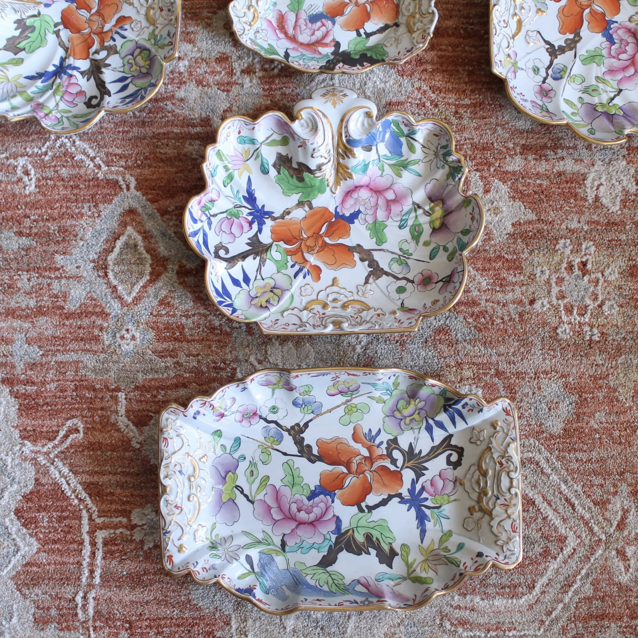 Rare Set of Early Mason’s Ironstone Porcelain, Unusual Shapes