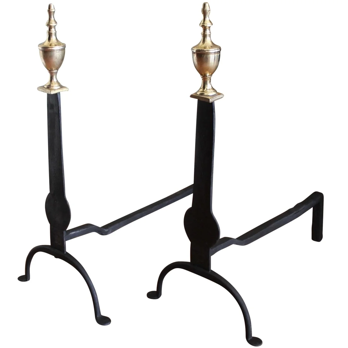 Pair of American Federal Period Knife Blade Andirons, 18th c.