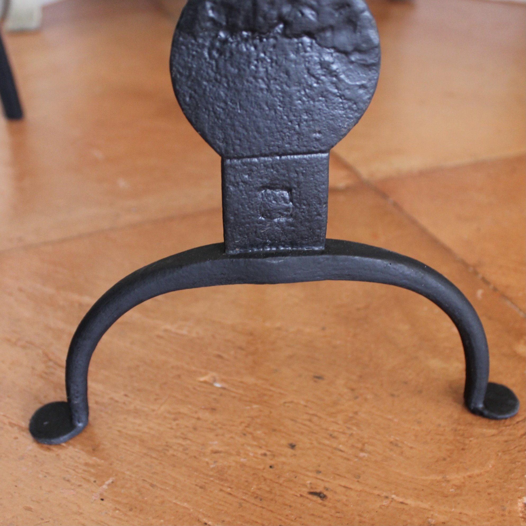 Pair of American Federal Period Knife Blade Andirons, 18th c.