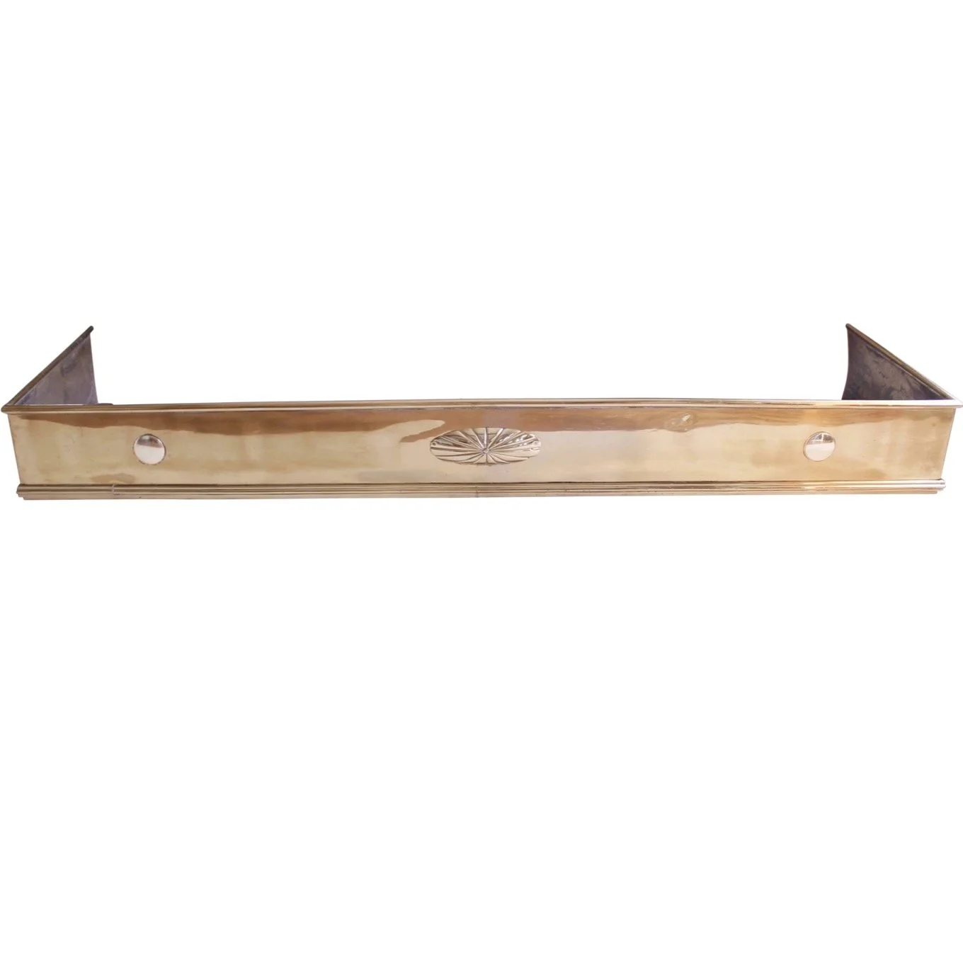 Edwardian Brass Fender with Applied Brass Elements