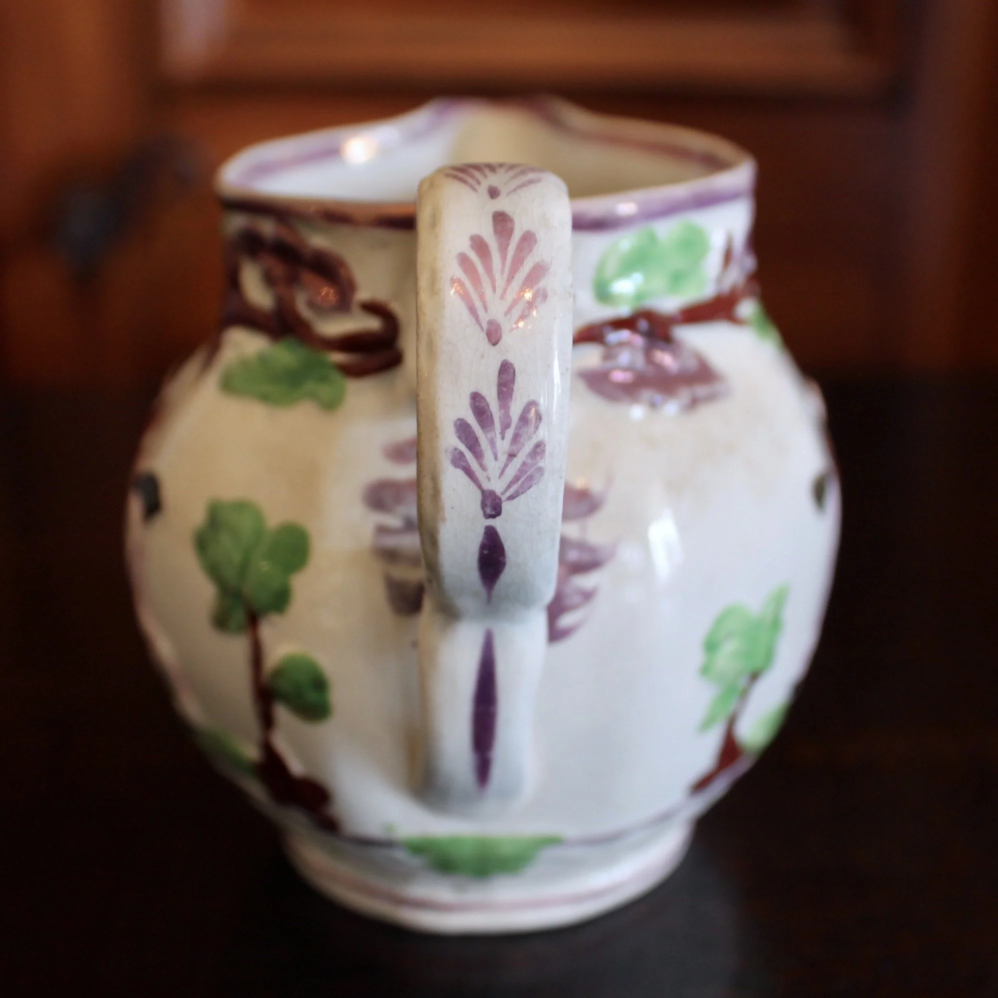Antique Staffordshire Prattware Jug, with Hunting Scene, ca. 1800