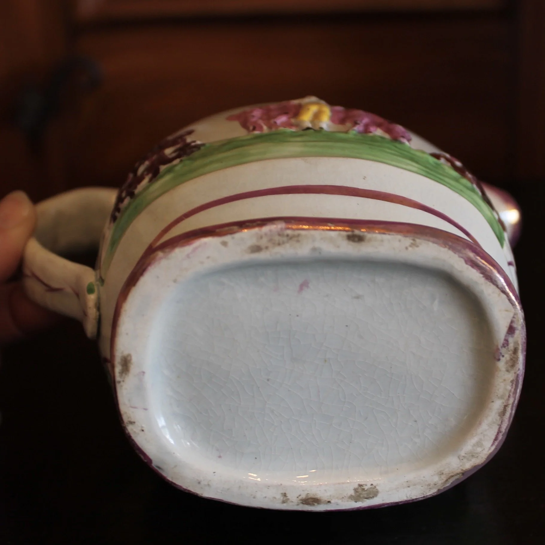 Antique Staffordshire Prattware Jug, with Cows, early 19th century
