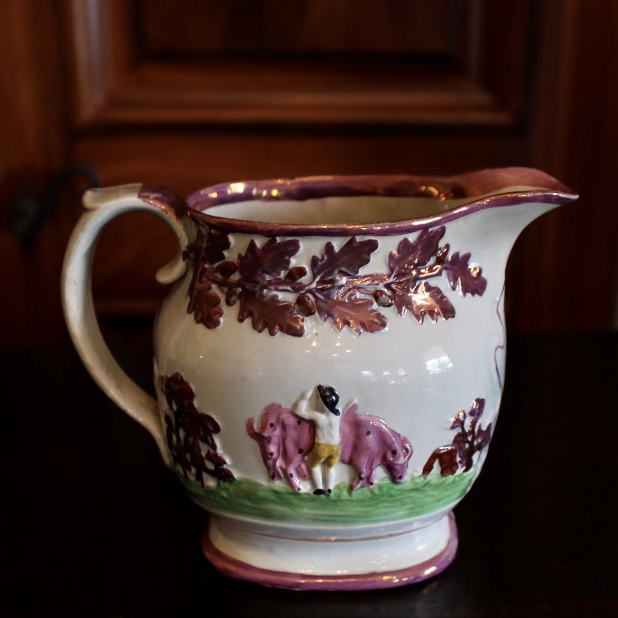 Antique Staffordshire Prattware Jug, with Cows, early 19th century