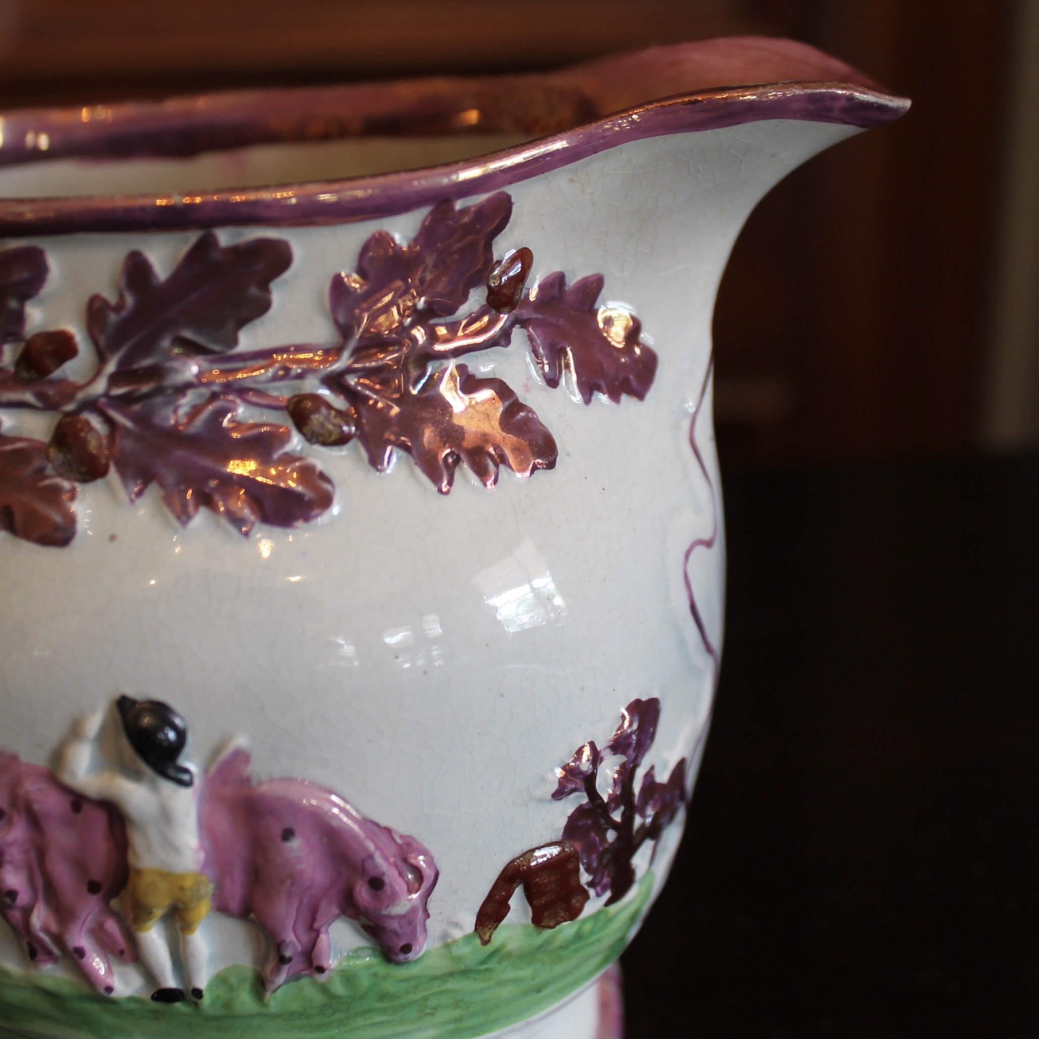 Antique Staffordshire Prattware Jug, with Cows, early 19th century