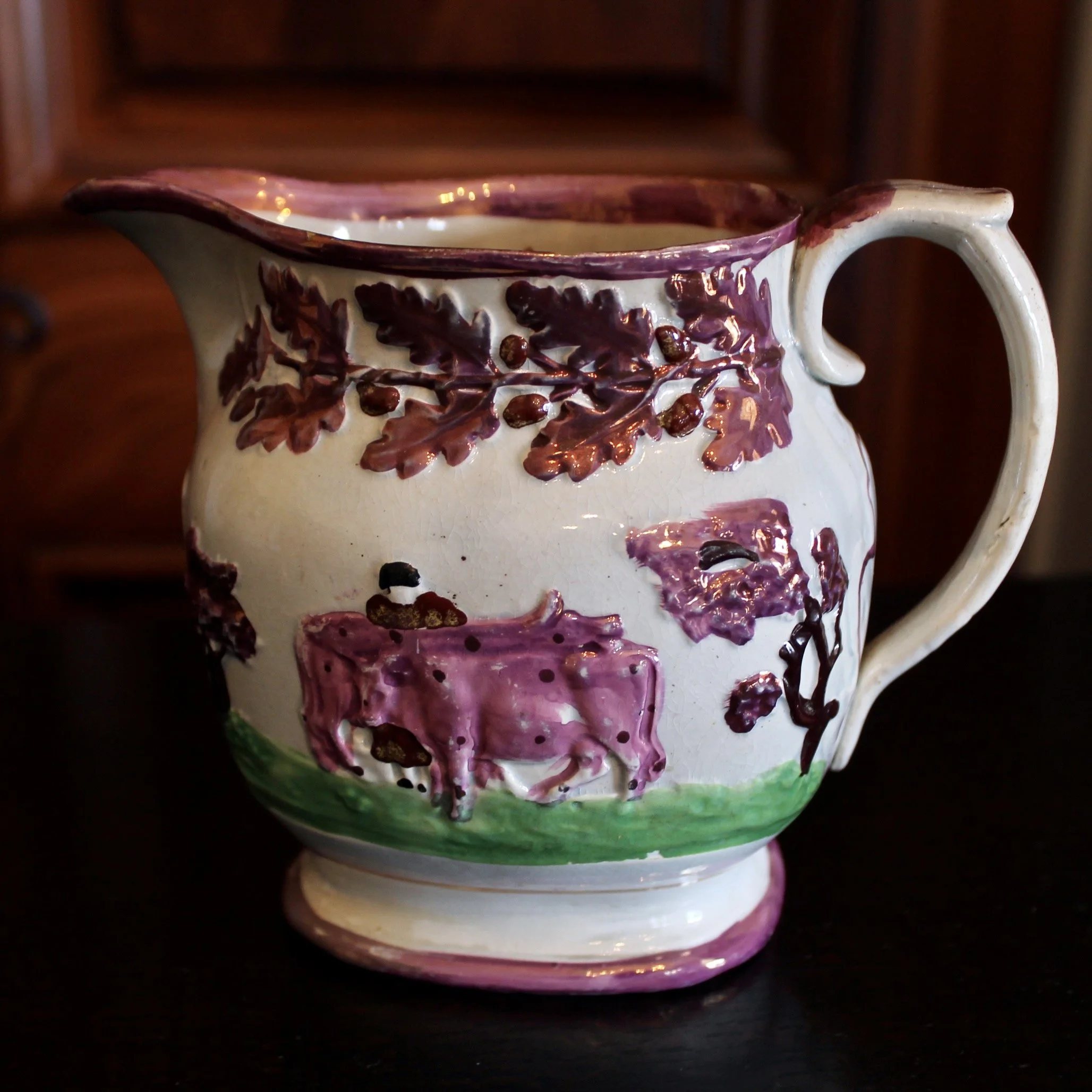 Antique Staffordshire Prattware Jug, with Cows, early 19th century