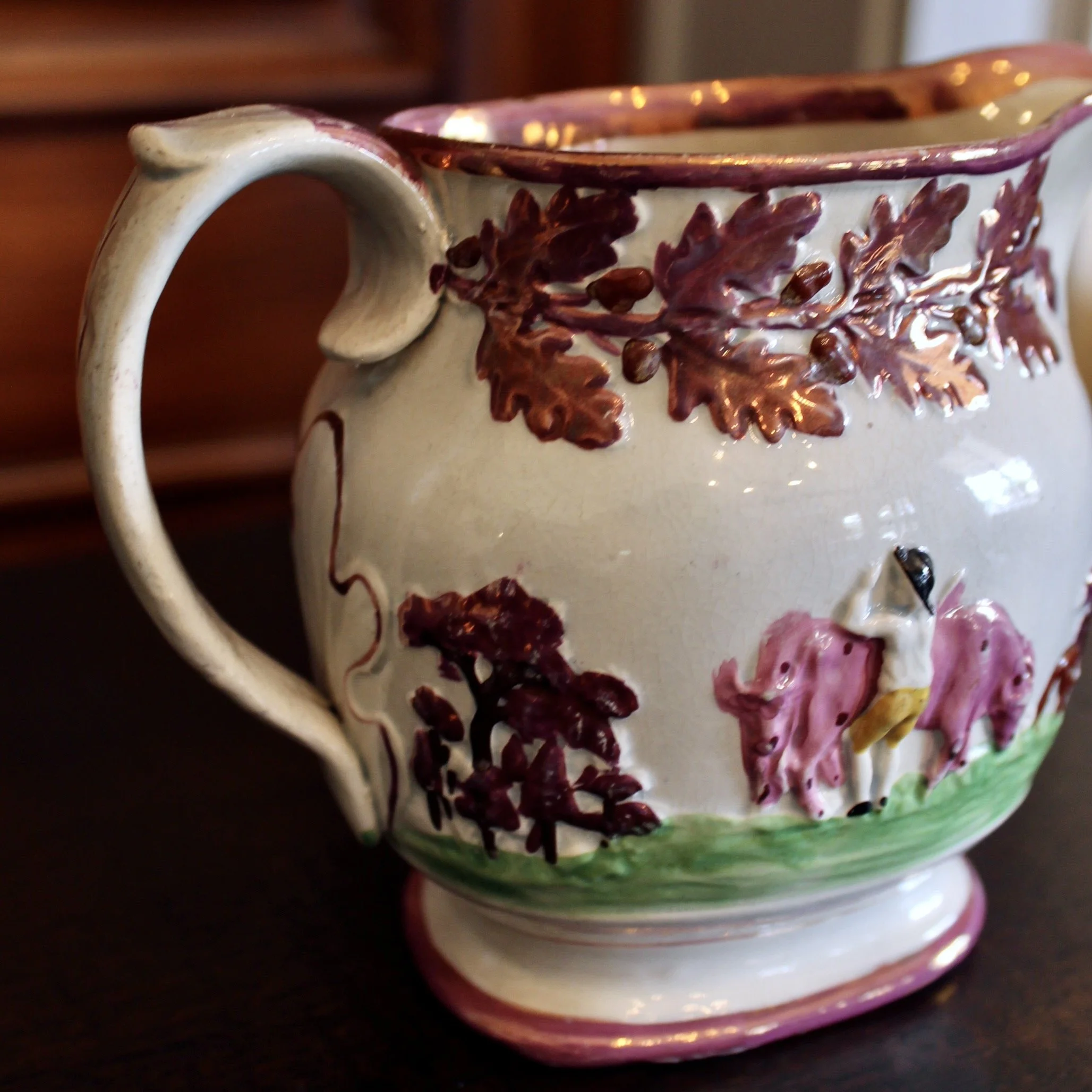 Antique Staffordshire Prattware Jug, with Cows, early 19th century