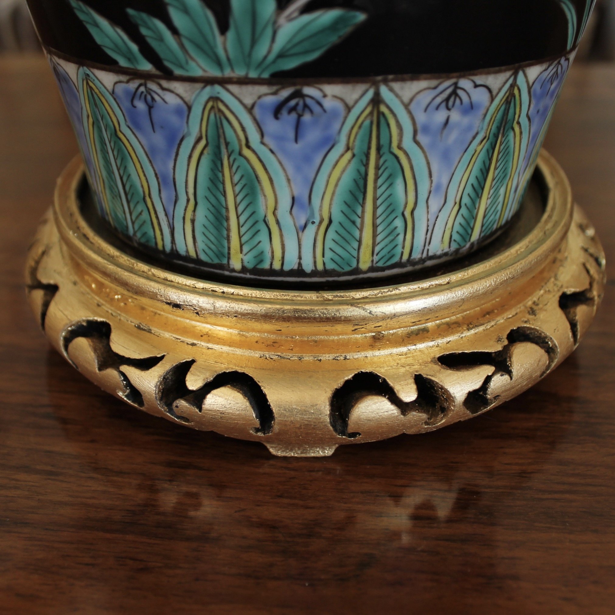 Chinese Famille Noir Porcelain Vase Adapted into a Lamp