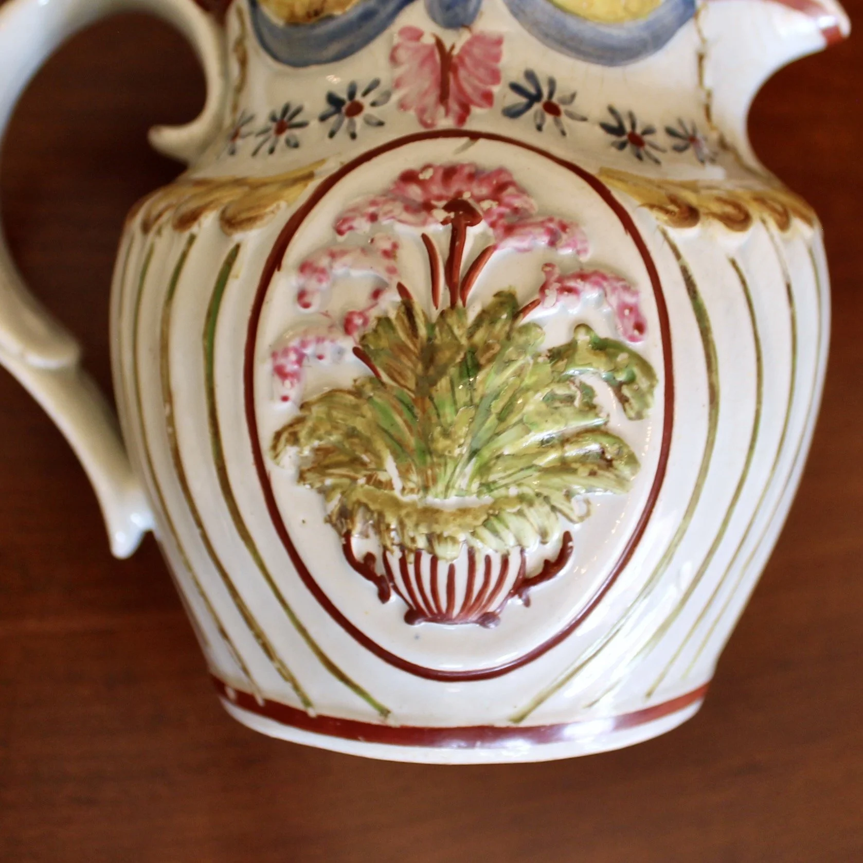 Neoclassical Prattware Staffordshire Jug, Late 18th Century