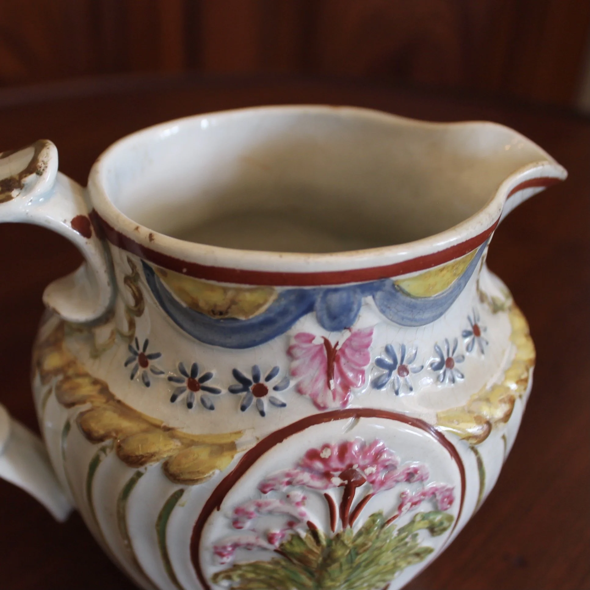 Neoclassical Prattware Staffordshire Jug, Late 18th Century