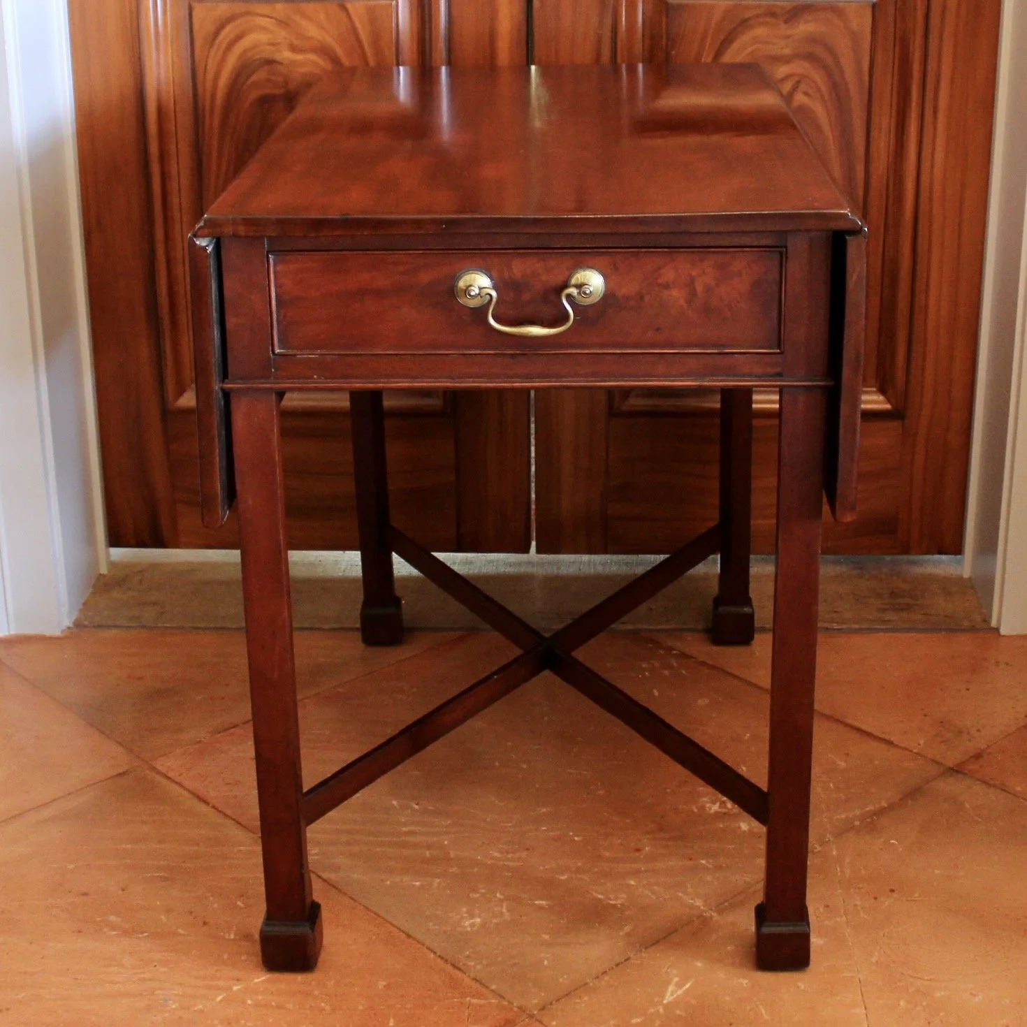 American (Philadelphia) Mahogany Pembroke Table with Marlborough Footed Square Chamfered Legs, 18th Century