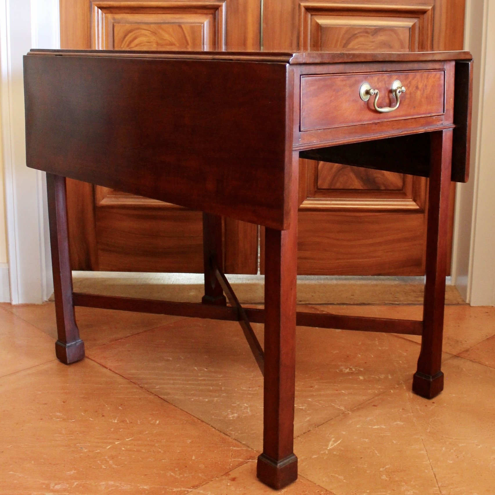 American (Philadelphia) Mahogany Pembroke Table with Marlborough Footed Square Chamfered Legs, 18th Century