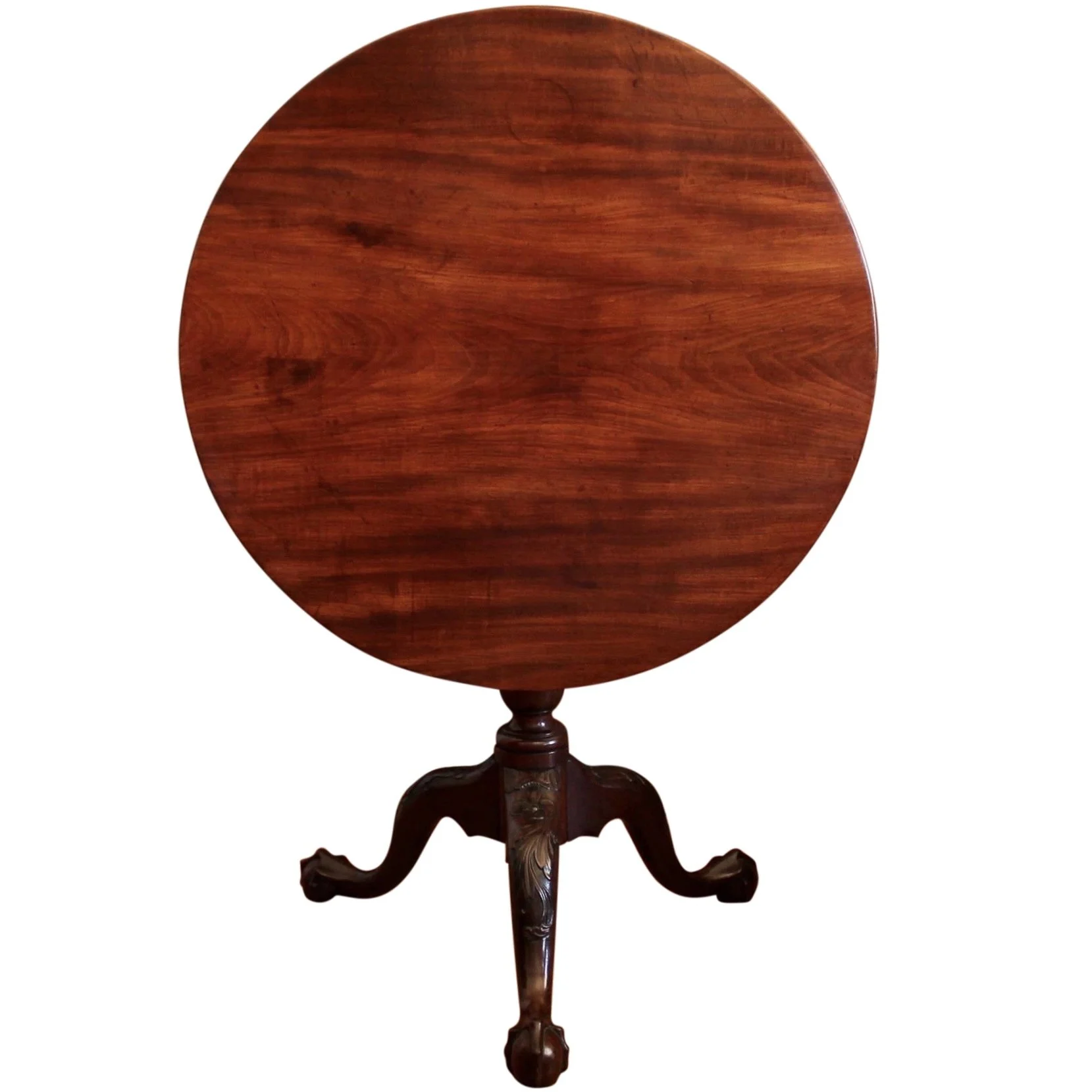 American Tilt Top Tea Table with Acanthus and Rosette Carved Pedestal, 18th Century