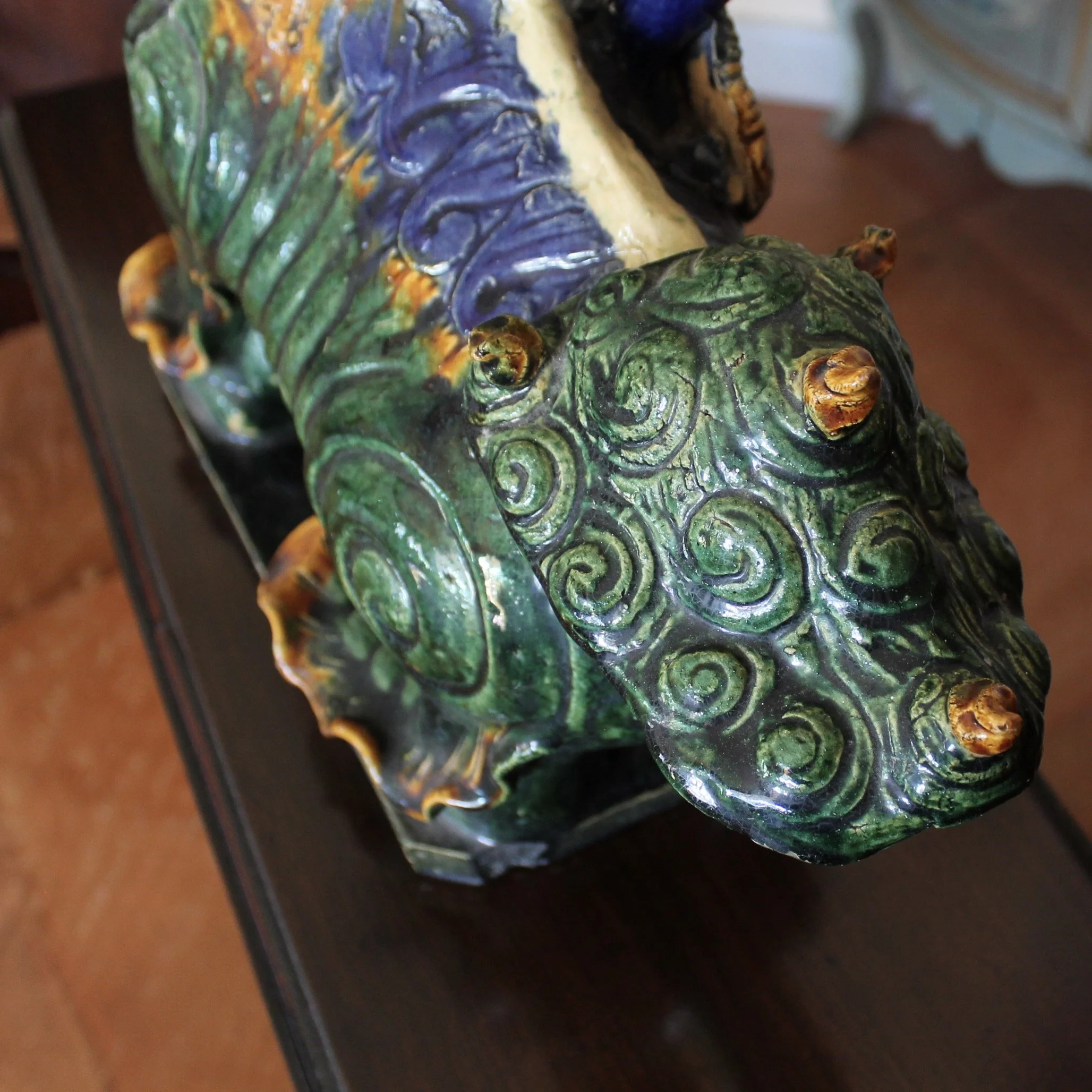 Large Chinese Sancai Glazed Terracotta Foo Dog