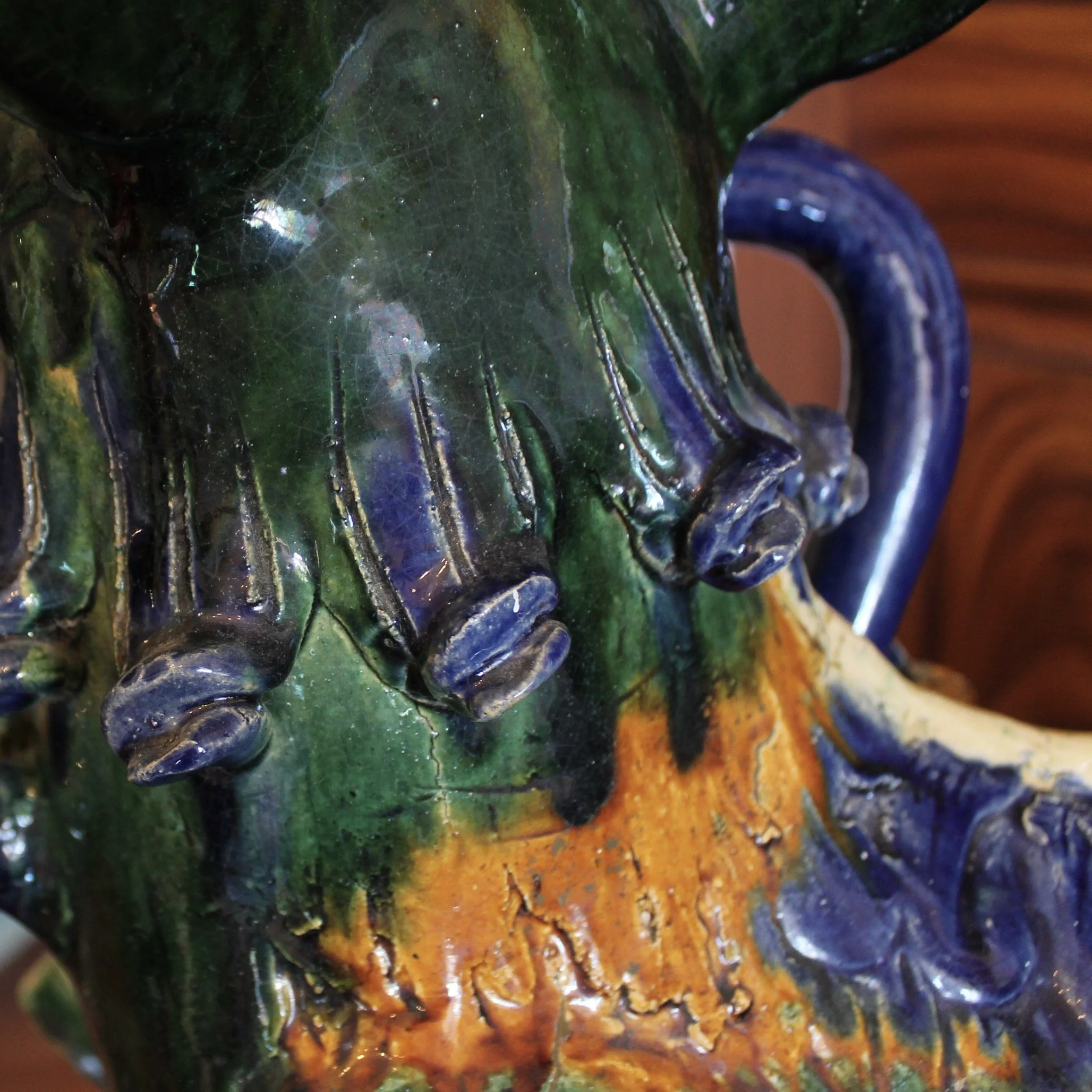 Large Chinese Sancai Glazed Terracotta Foo Dog