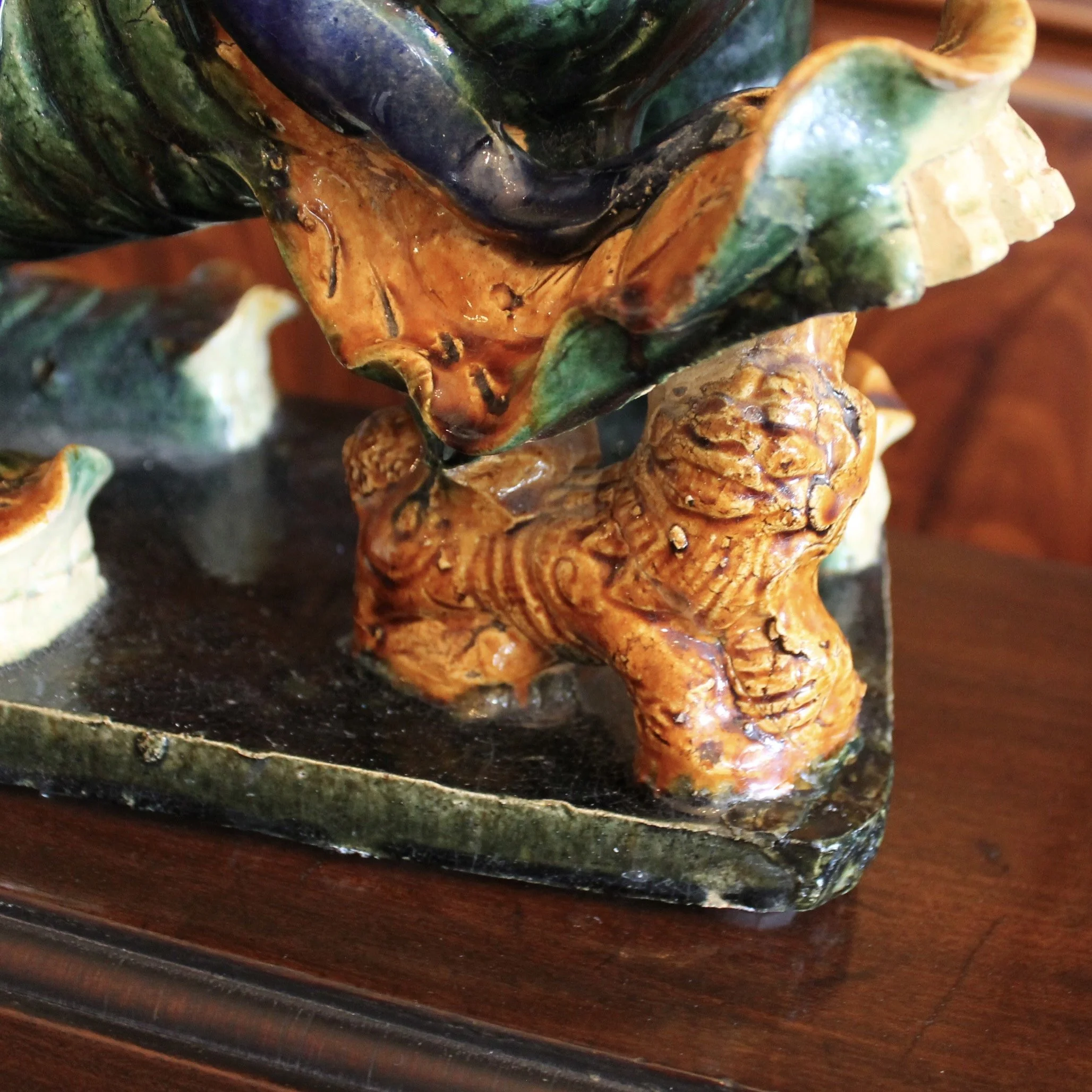 Large Chinese Sancai Glazed Terracotta Foo Dog