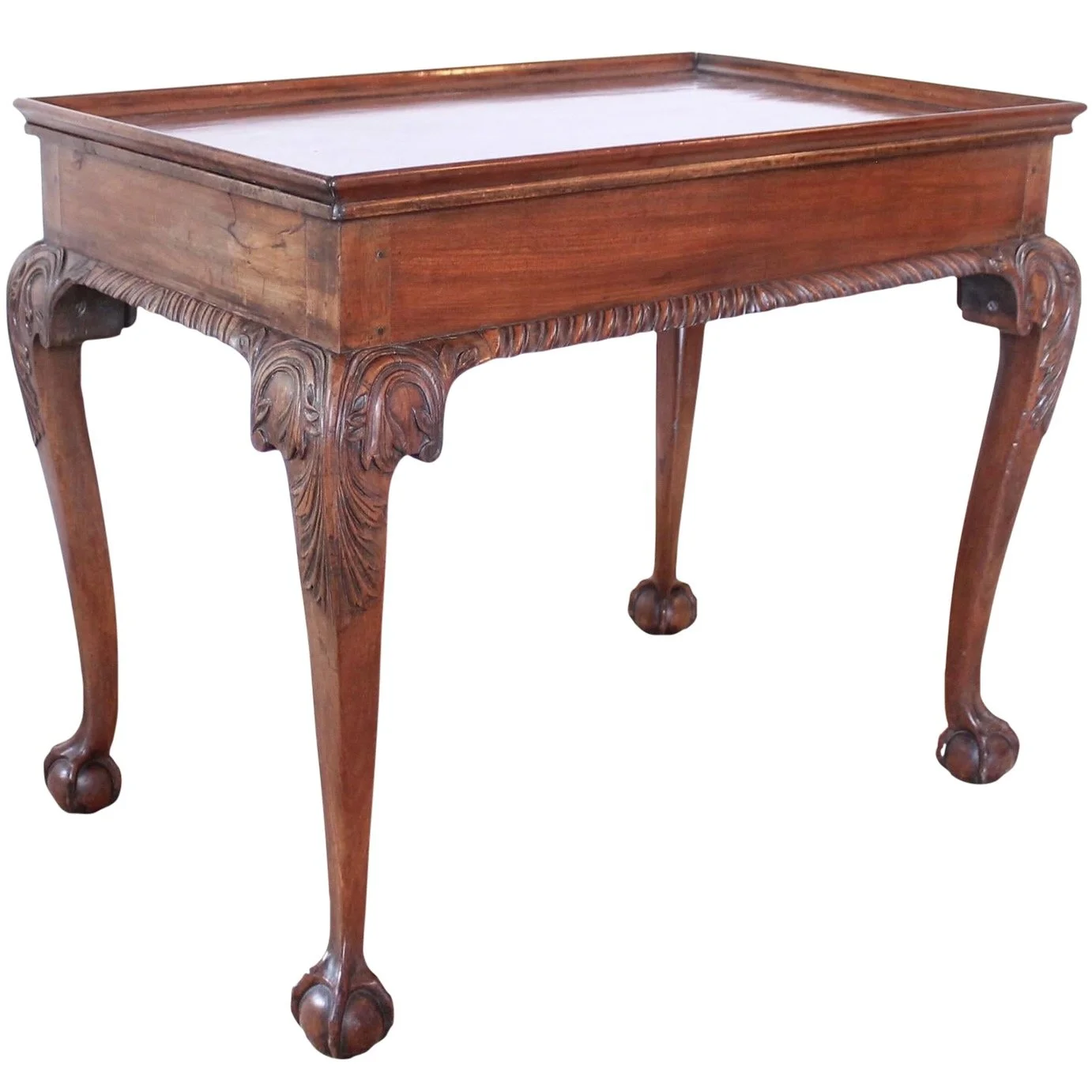 Rare American Chippendale Mahogany Tray Top Tea Table, 18th Century