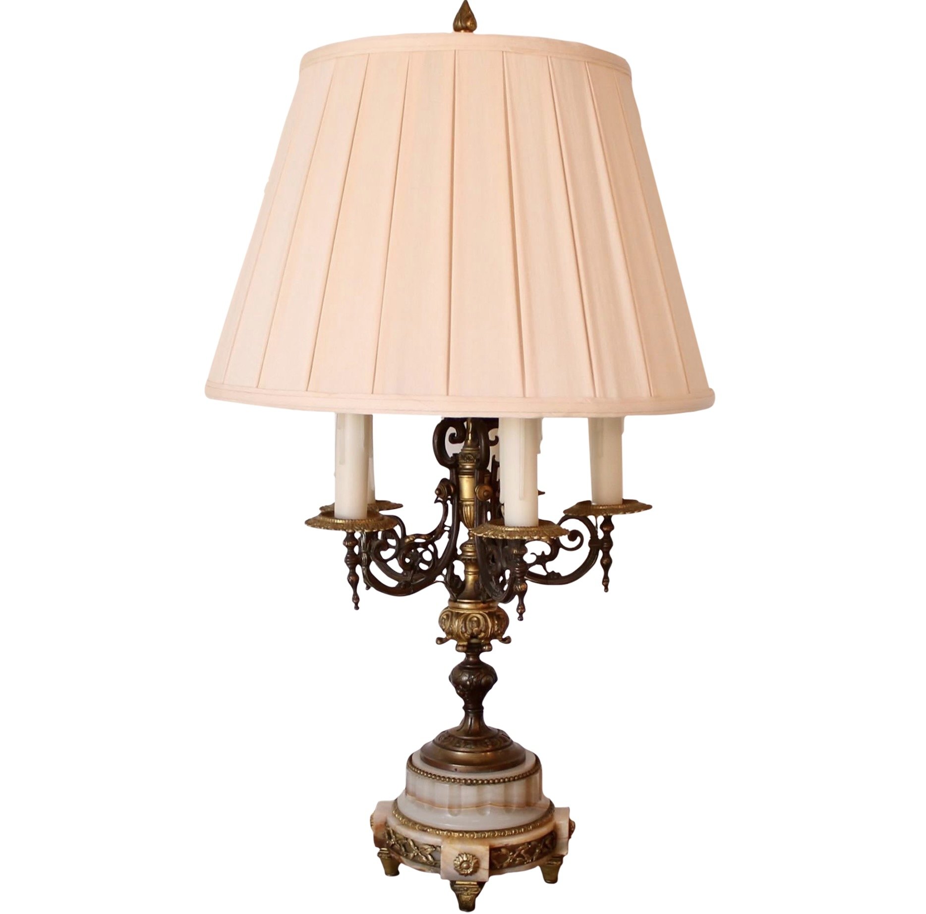 Bronze and Alabaster Belle Époque Era Antique Lamp