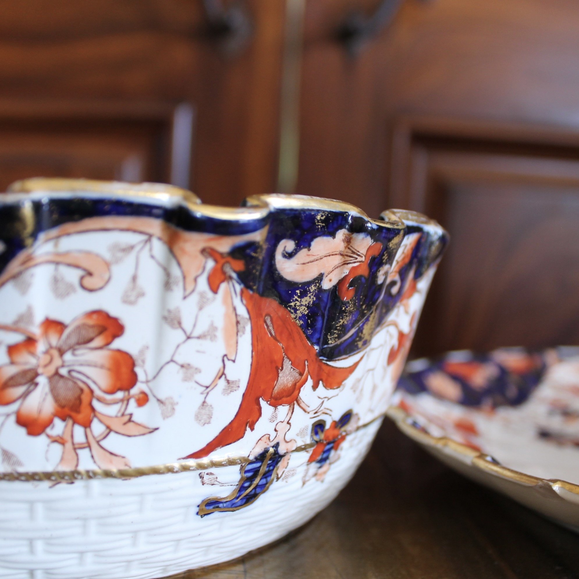Copeland Imari Decorated Serving Bowl and Underplate, 19th Century