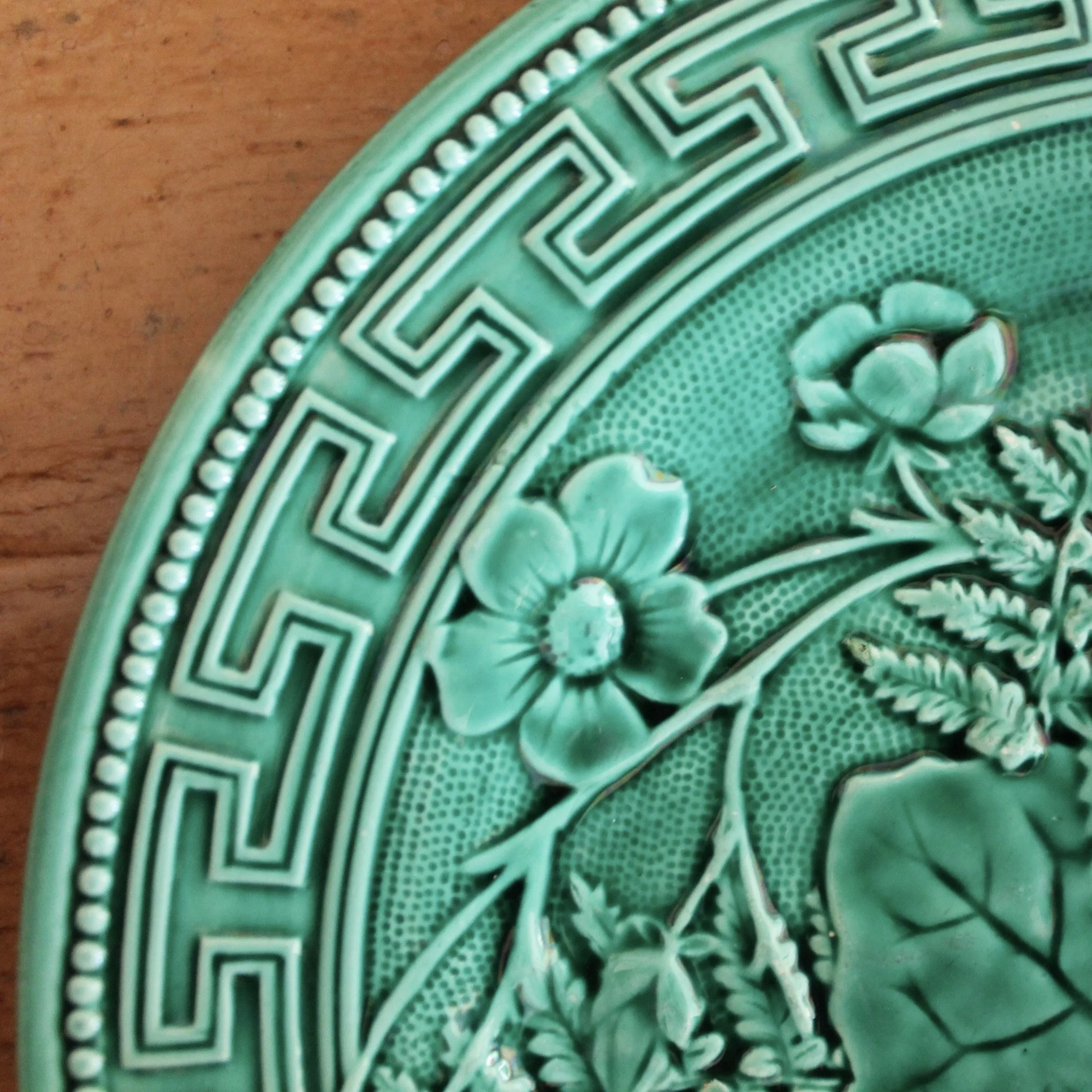 Assembled Set of Nine French Majolica Plates, Gien Vandrevange