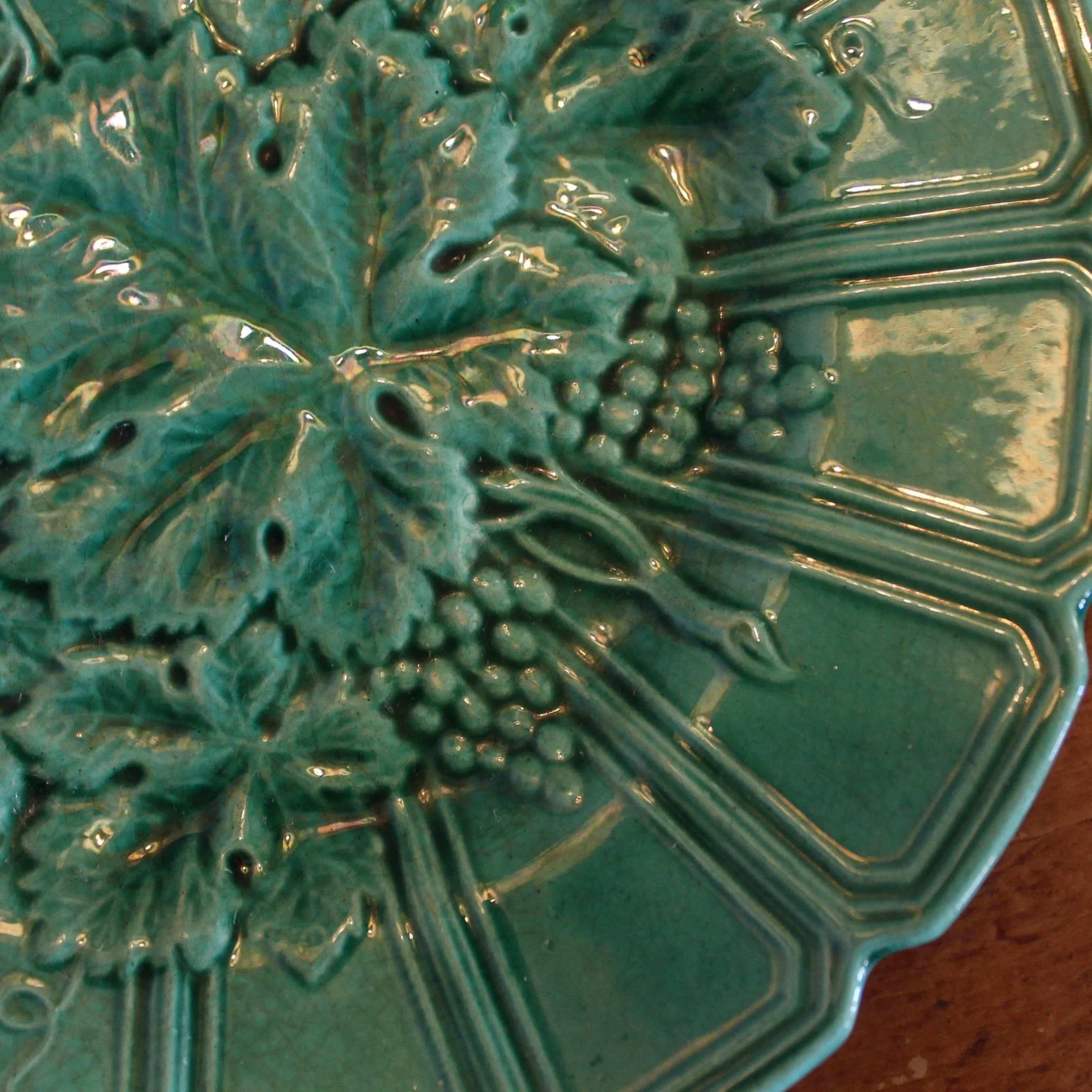 Assembled Set of Nine French Majolica Plates, Gien Vandrevange