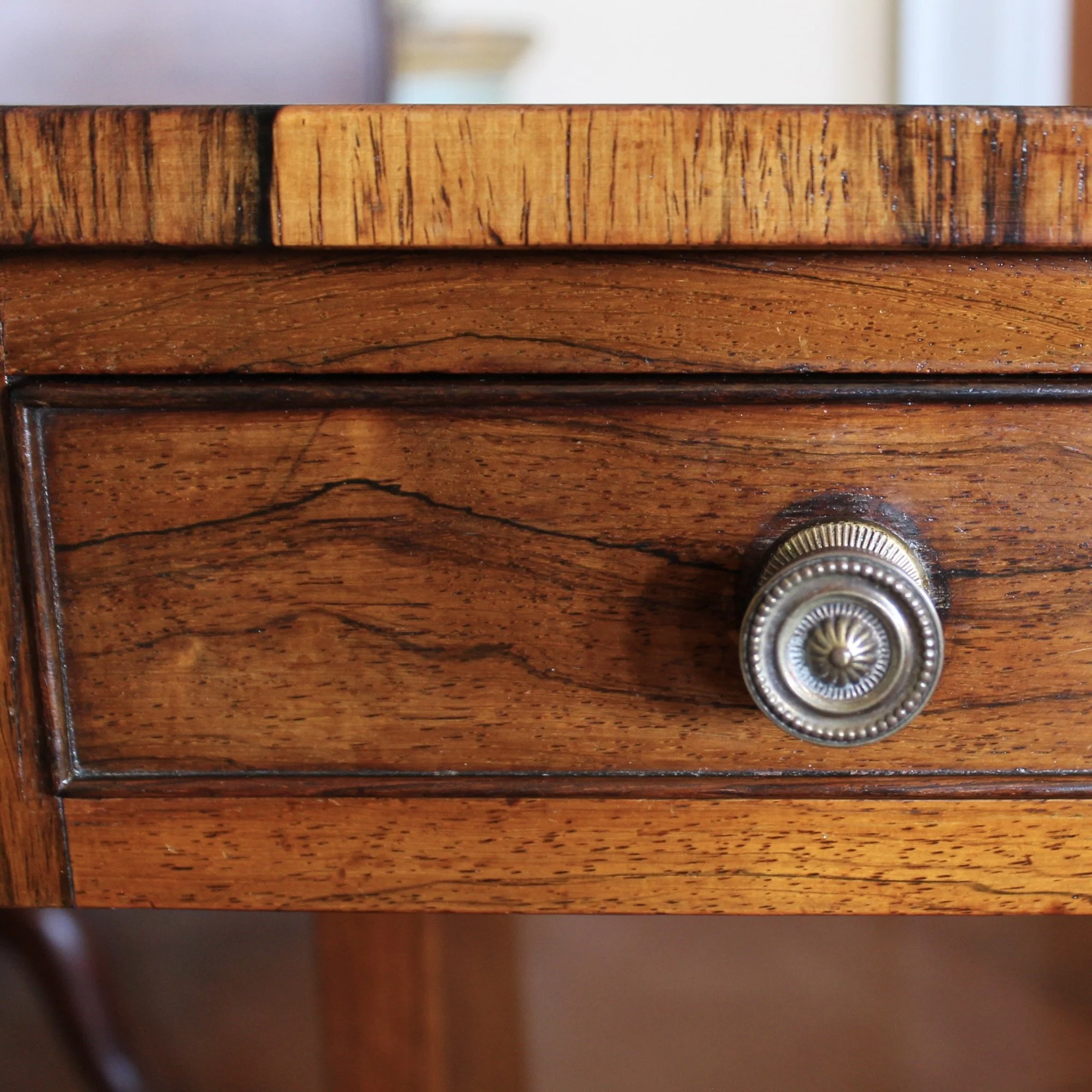 Fine English Regency Figured Rosewood Sofa Table