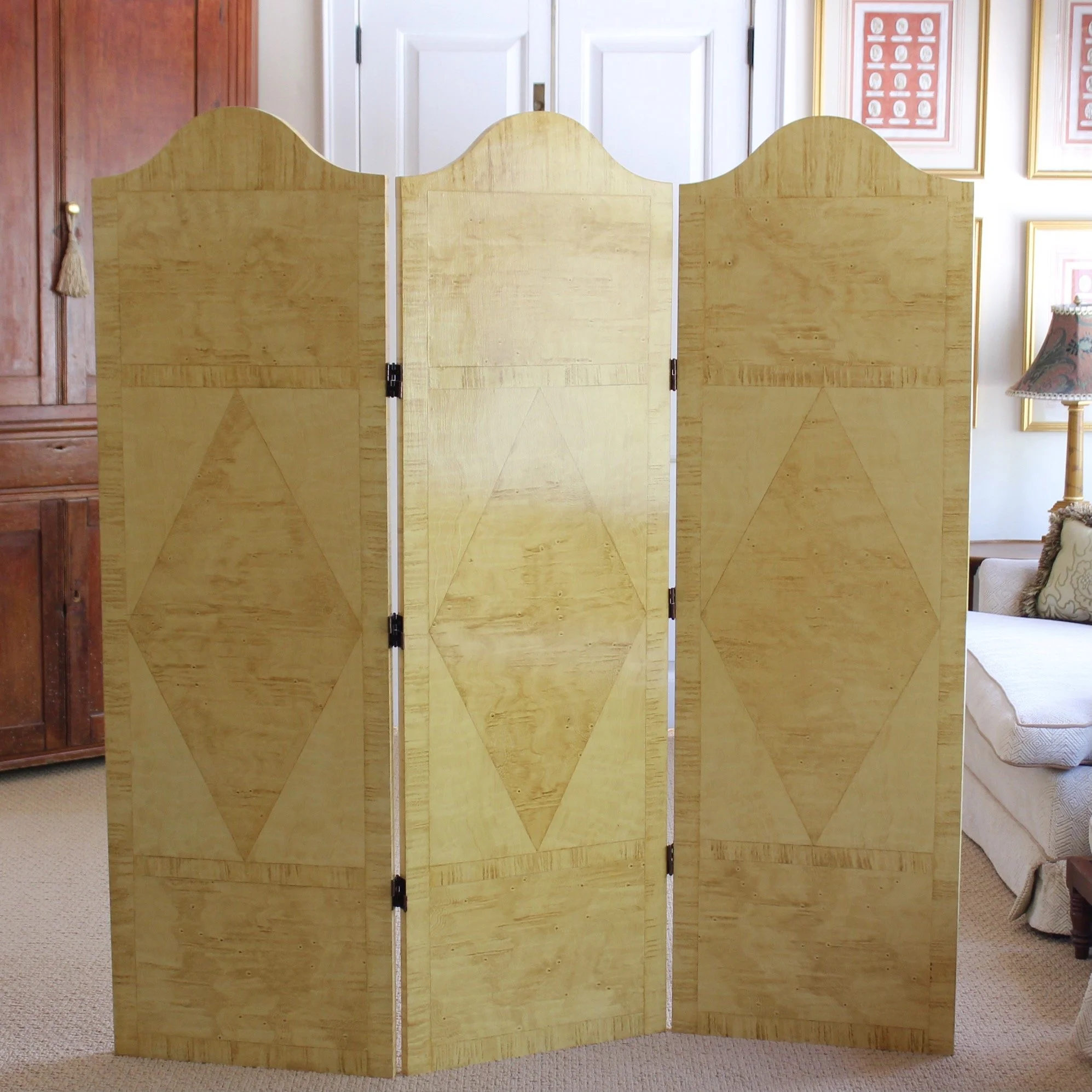 Decorative Folding Screen, Faux Bird’s Eye Maple Wood Grained
