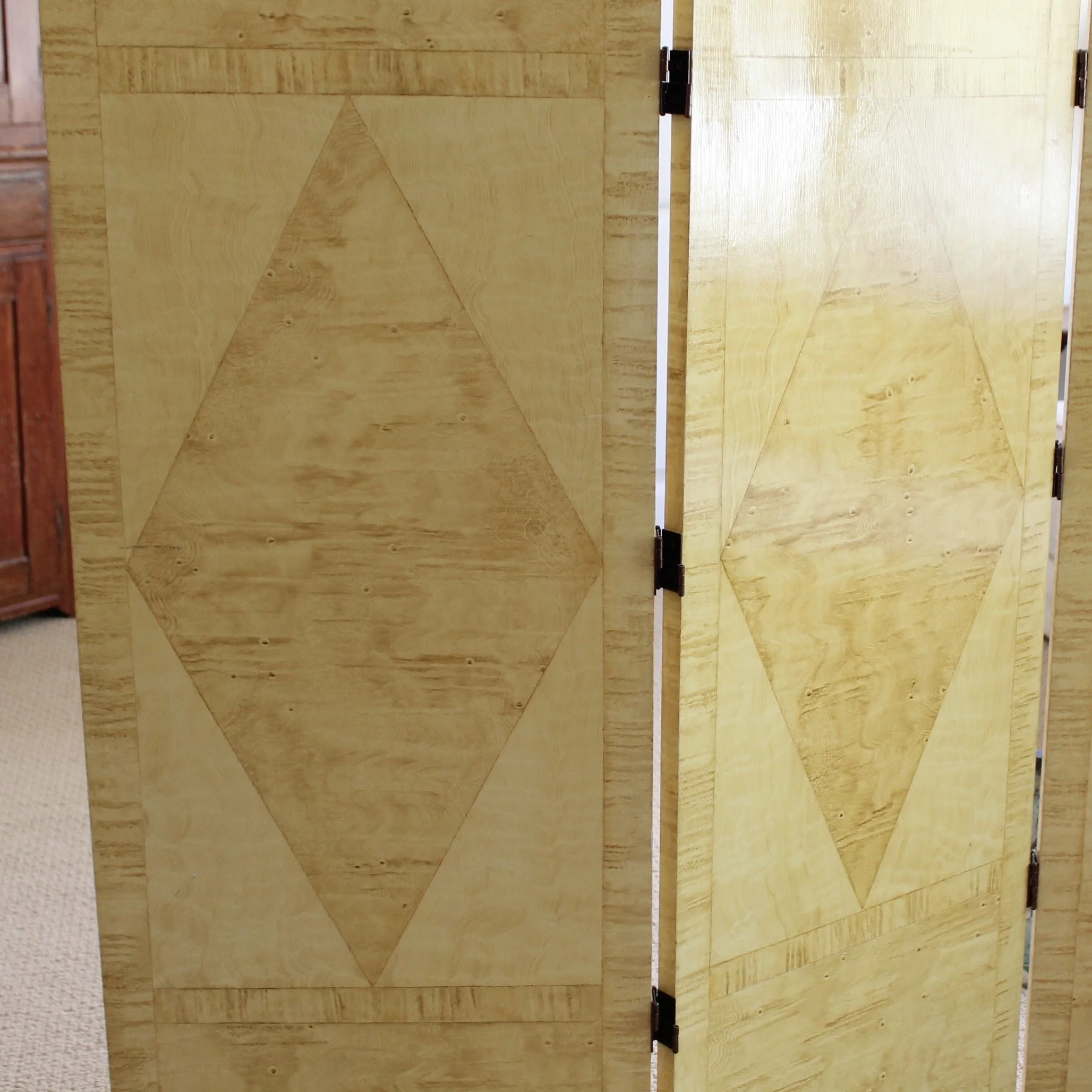 Decorative Folding Screen, Faux Bird’s Eye Maple Wood Grained