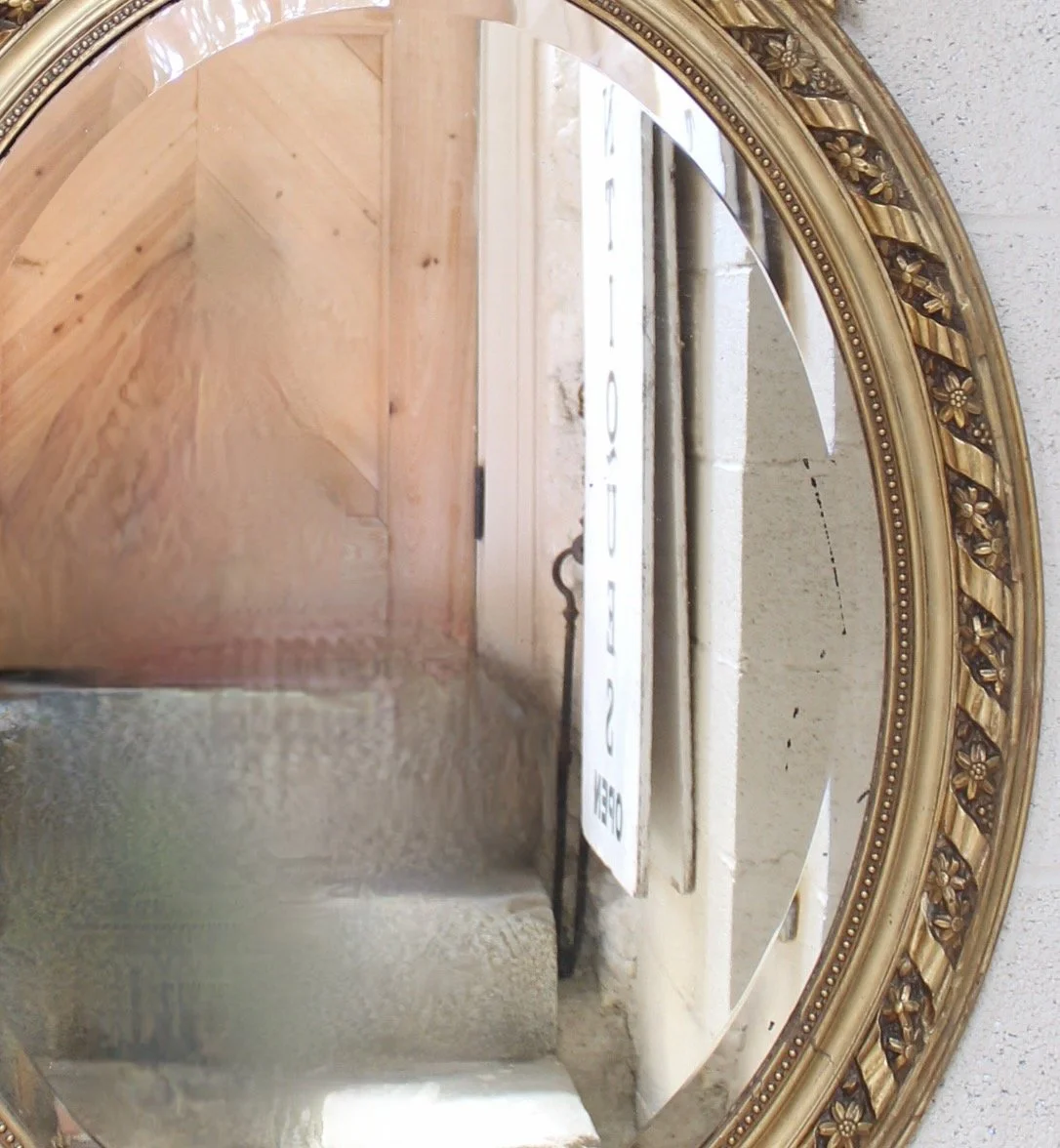 Large French Belle Époque Era Gilded Oval Mirror