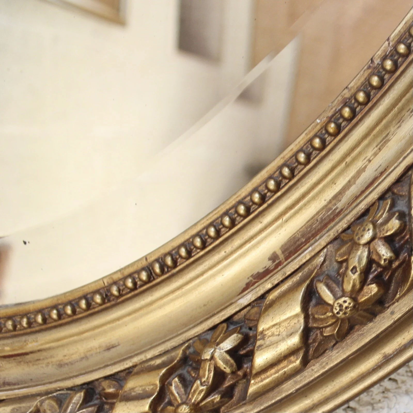 Large French Belle Époque Era Gilded Oval Mirror