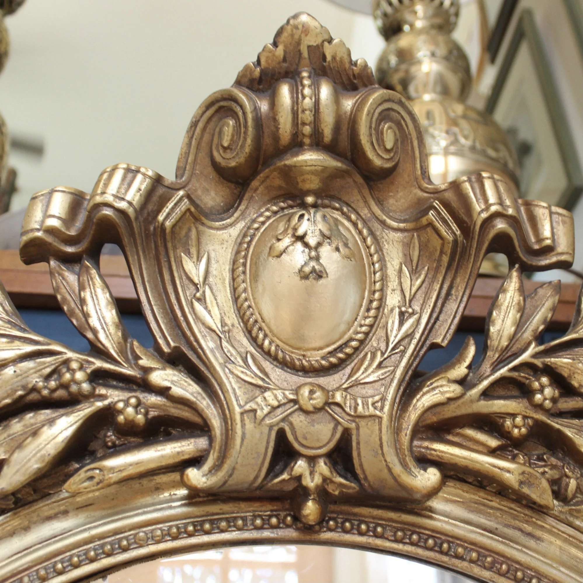 Large French Belle Époque Era Gilded Oval Mirror