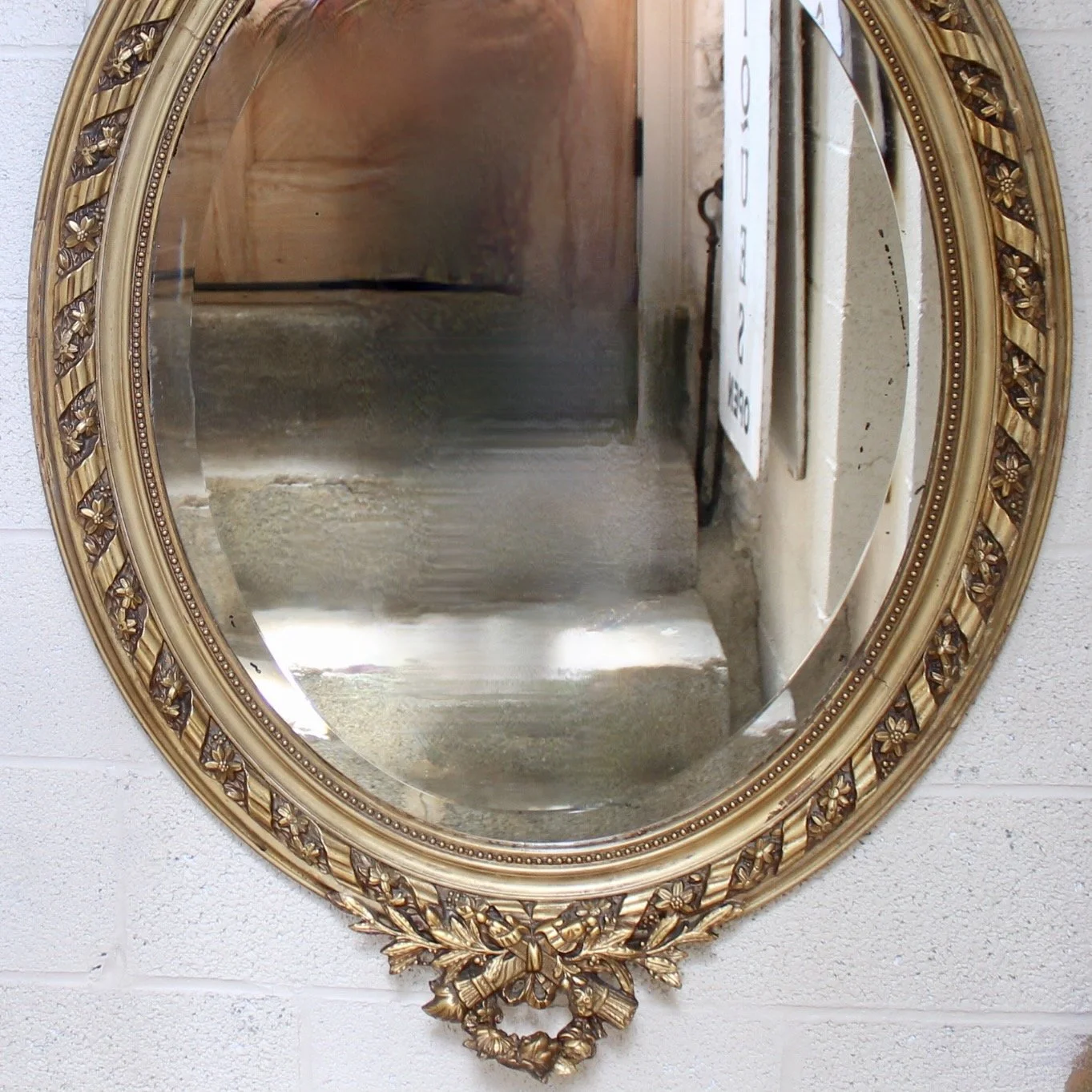 Large French Belle Époque Era Gilded Oval Mirror