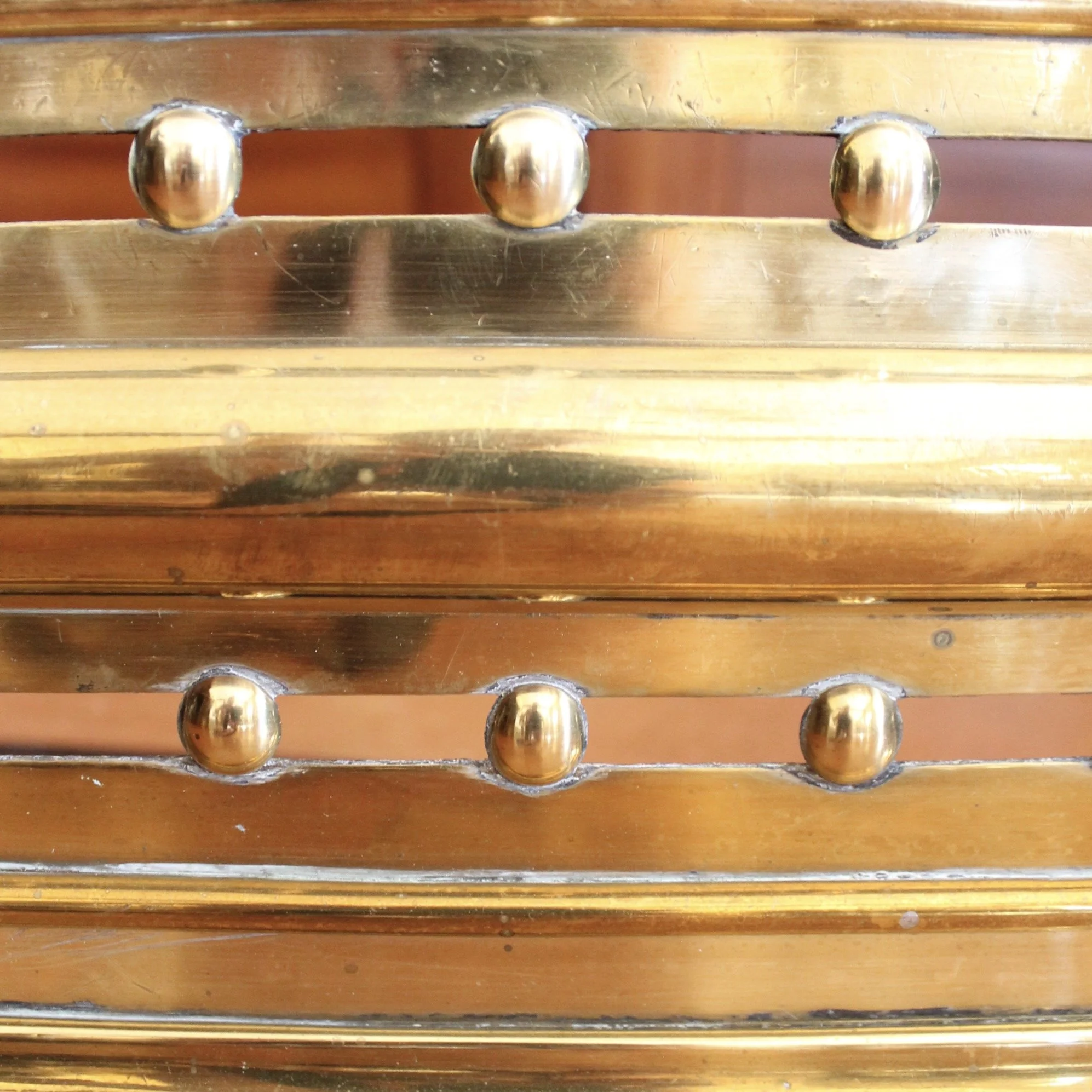 English Brass Fender with Studded Fretwork, 19th Century