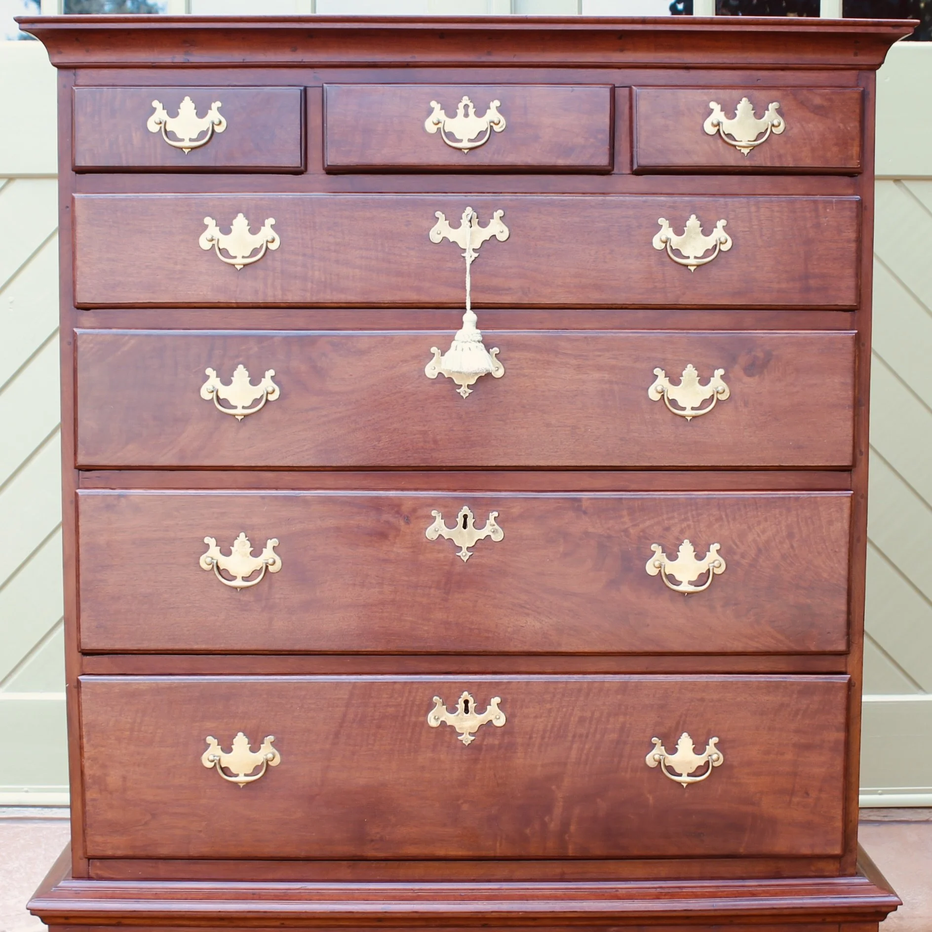 American (Philadelphia) Walnut Chest on Frame with Stocking Feet, ca. 1750