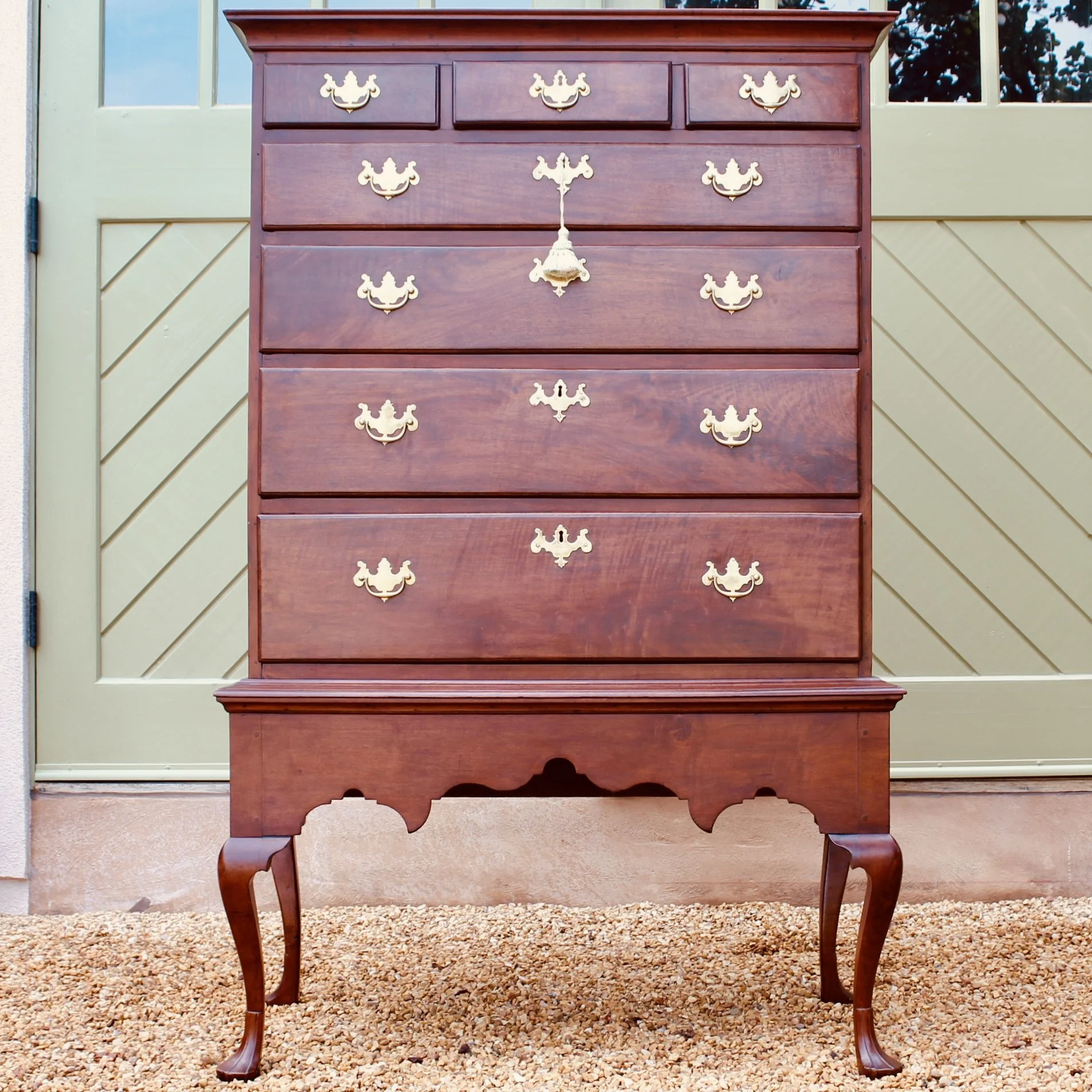 American (Philadelphia) Walnut Chest on Frame with Stocking Feet, ca. 1750