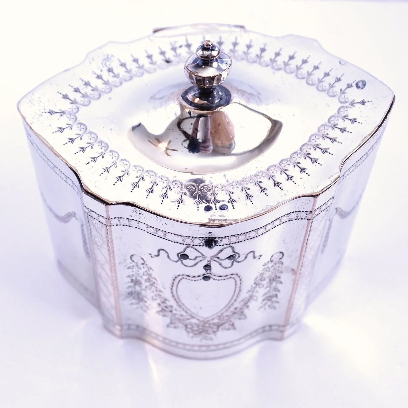 Georgian Style English Silver on Copper Sheffield Tea Caddy