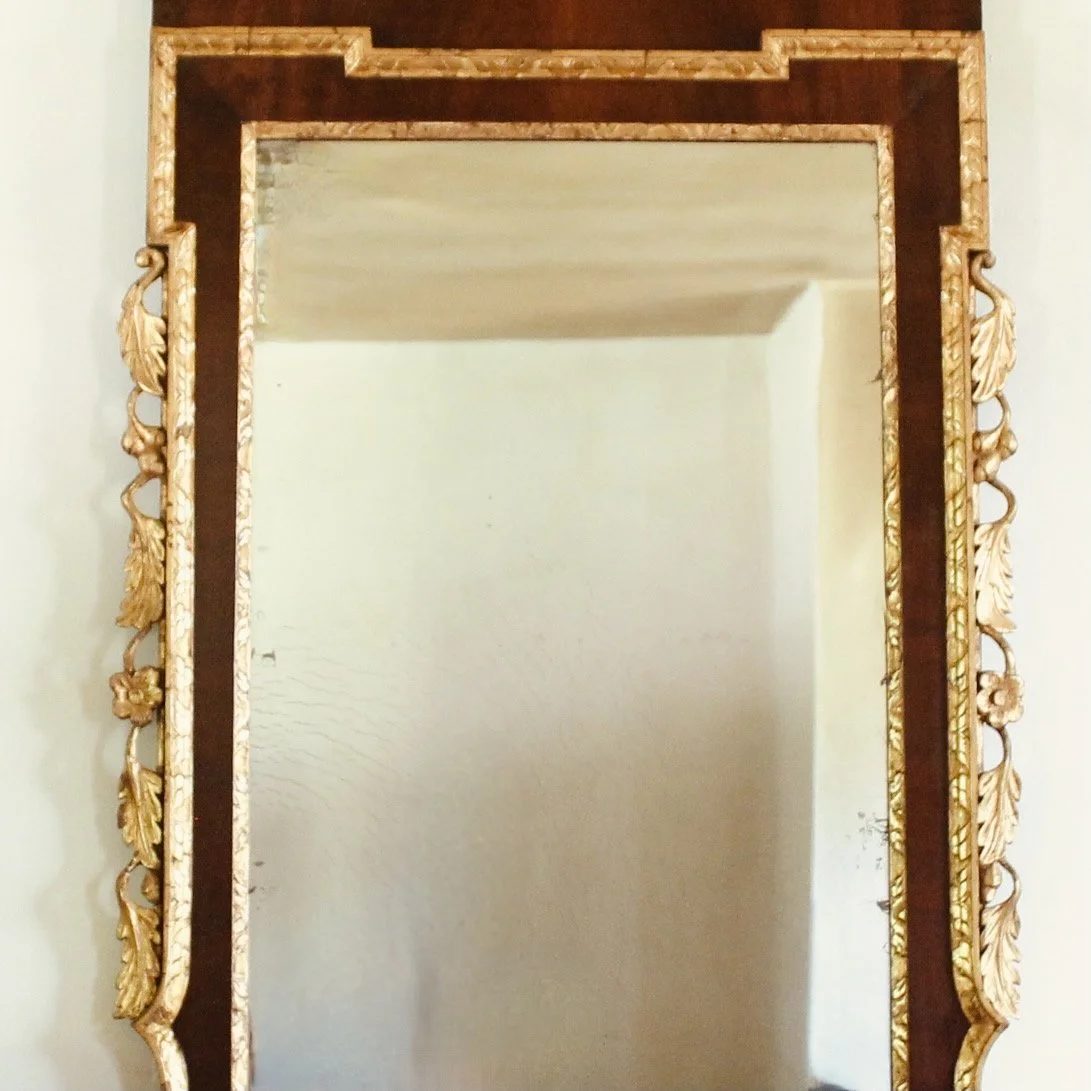 American Chippendale Federal Mahogany and Parcel Gilt Constitution Mirror with Ho Ho Bird Crest