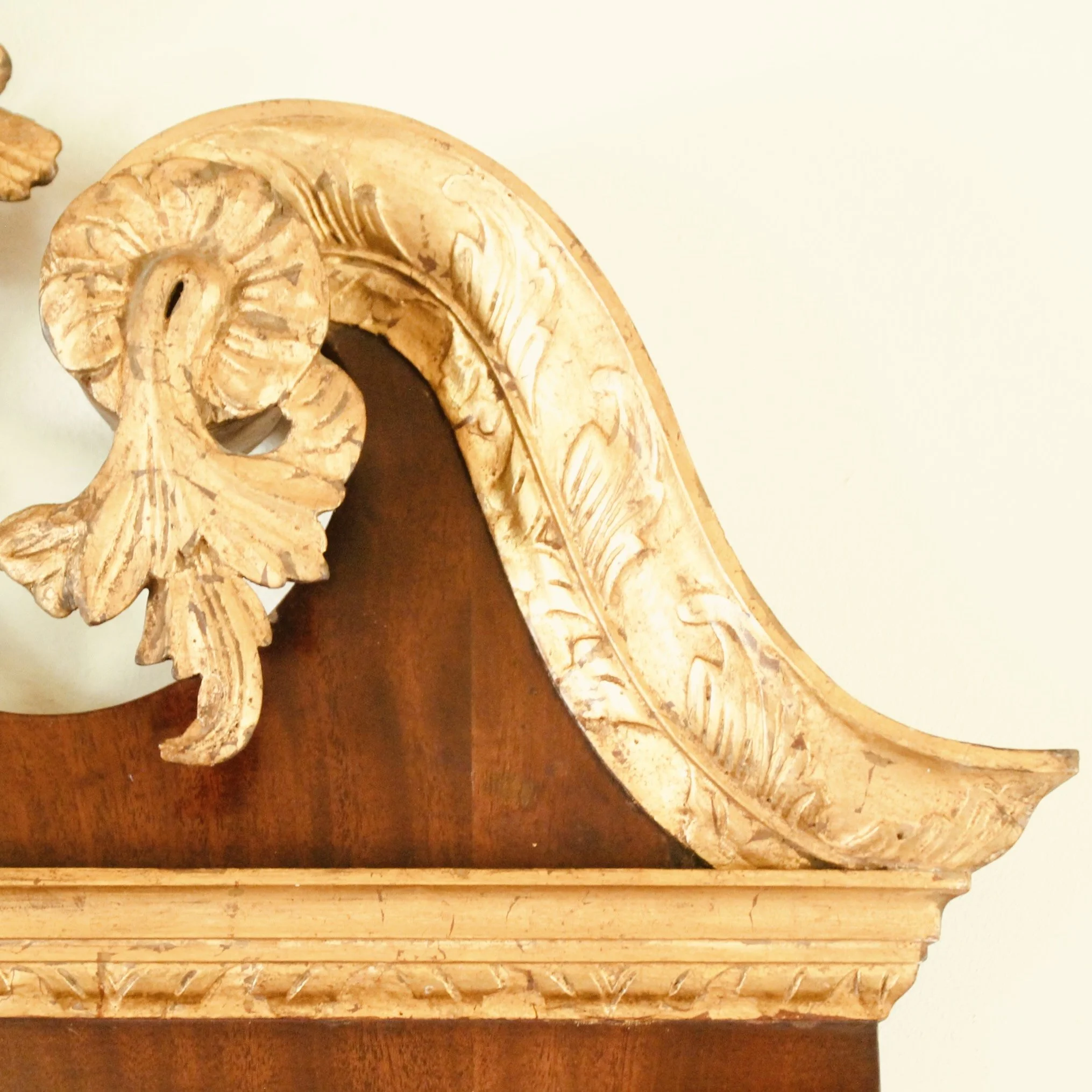 American Chippendale Federal Mahogany and Parcel Gilt Constitution Mirror with Ho Ho Bird Crest