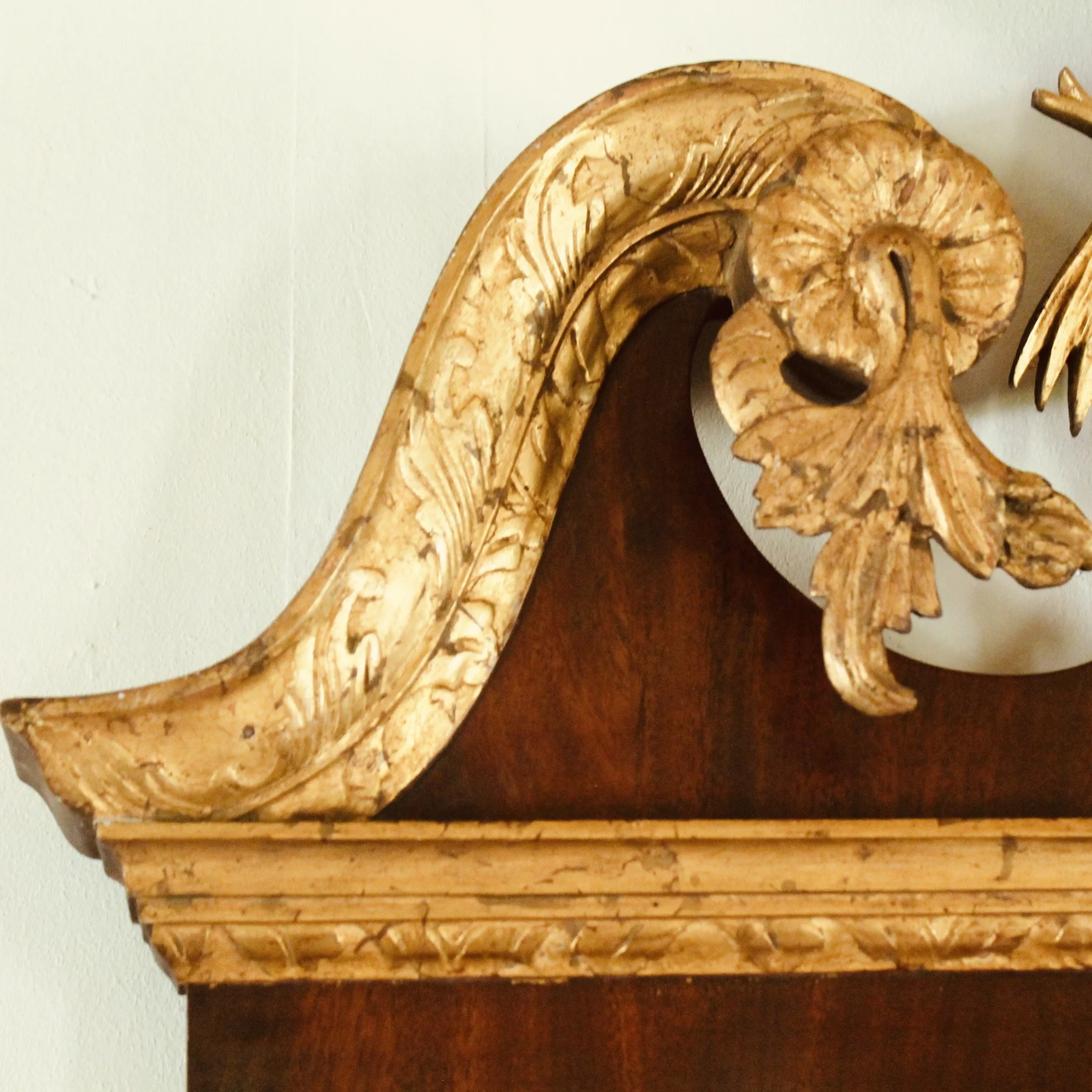 American Chippendale Federal Mahogany and Parcel Gilt Constitution Mirror with Ho Ho Bird Crest