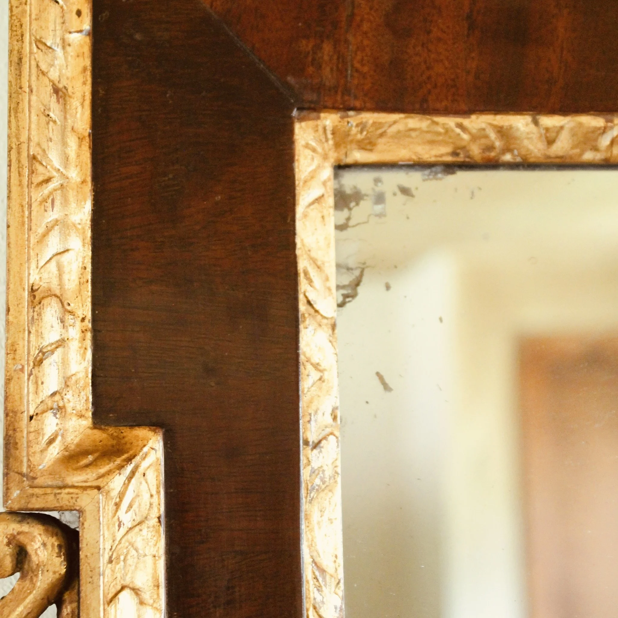American Chippendale Federal Mahogany and Parcel Gilt Constitution Mirror with Ho Ho Bird Crest