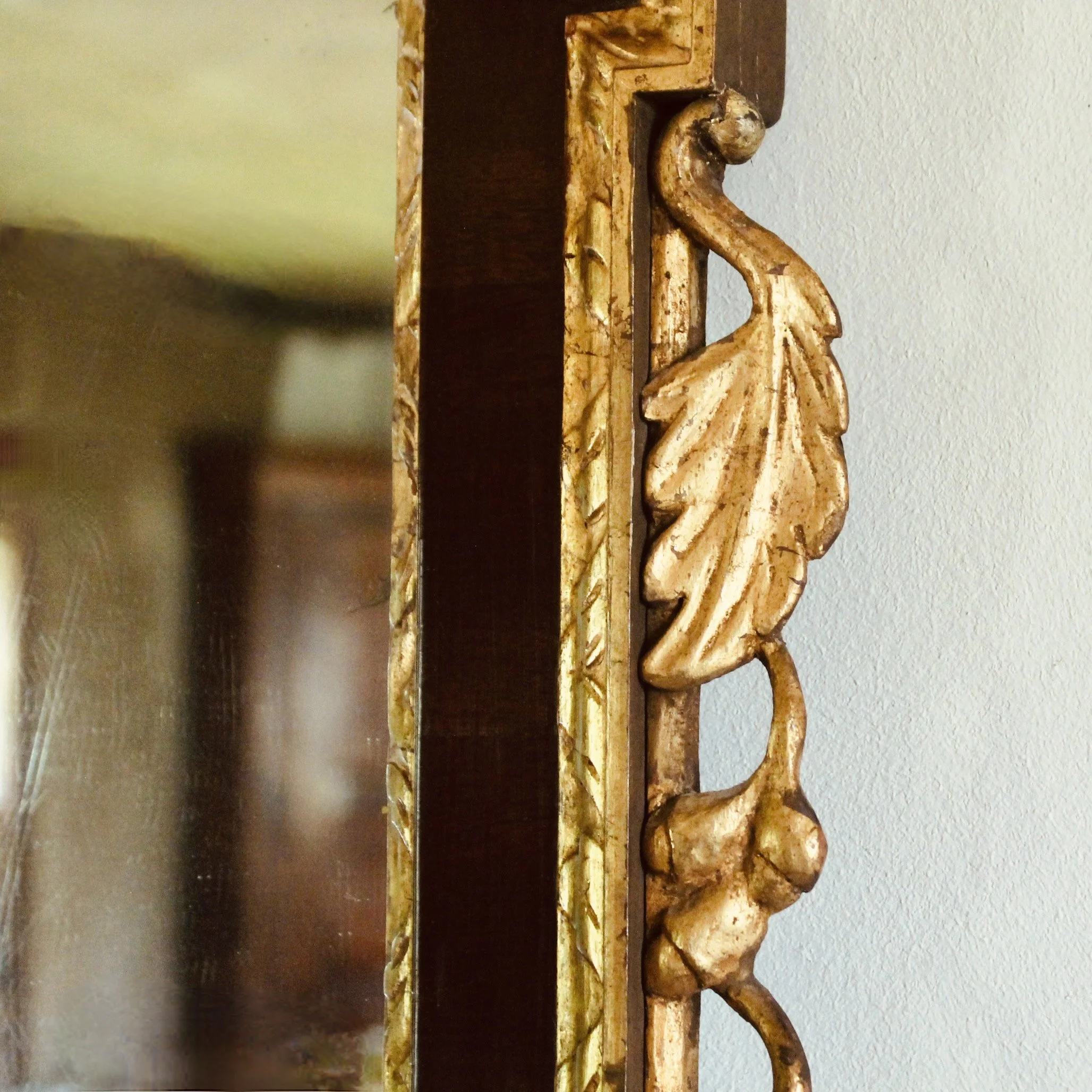 American Chippendale Federal Mahogany and Parcel Gilt Constitution Mirror with Ho Ho Bird Crest