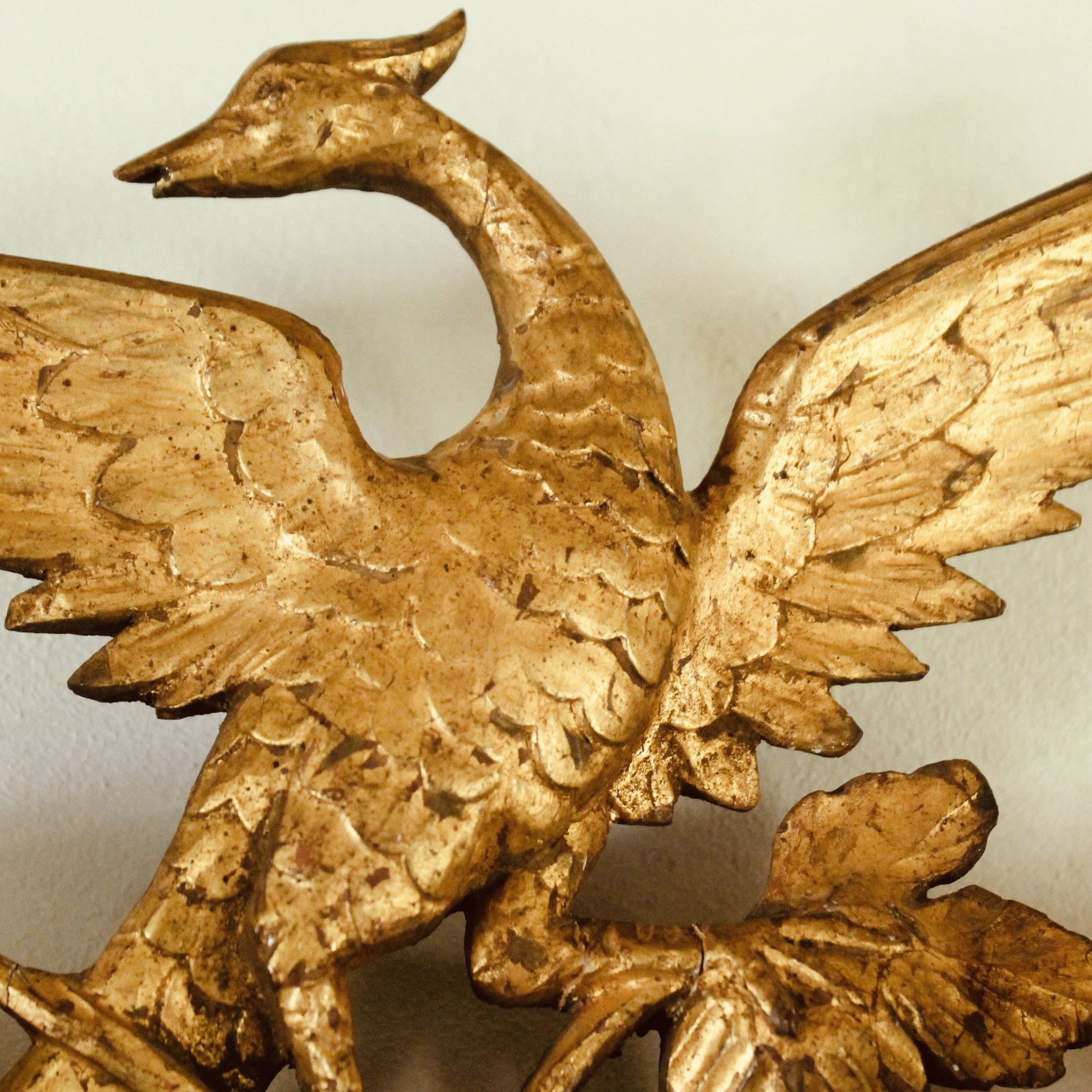 American Chippendale Federal Mahogany and Parcel Gilt Constitution Mirror with Ho Ho Bird Crest