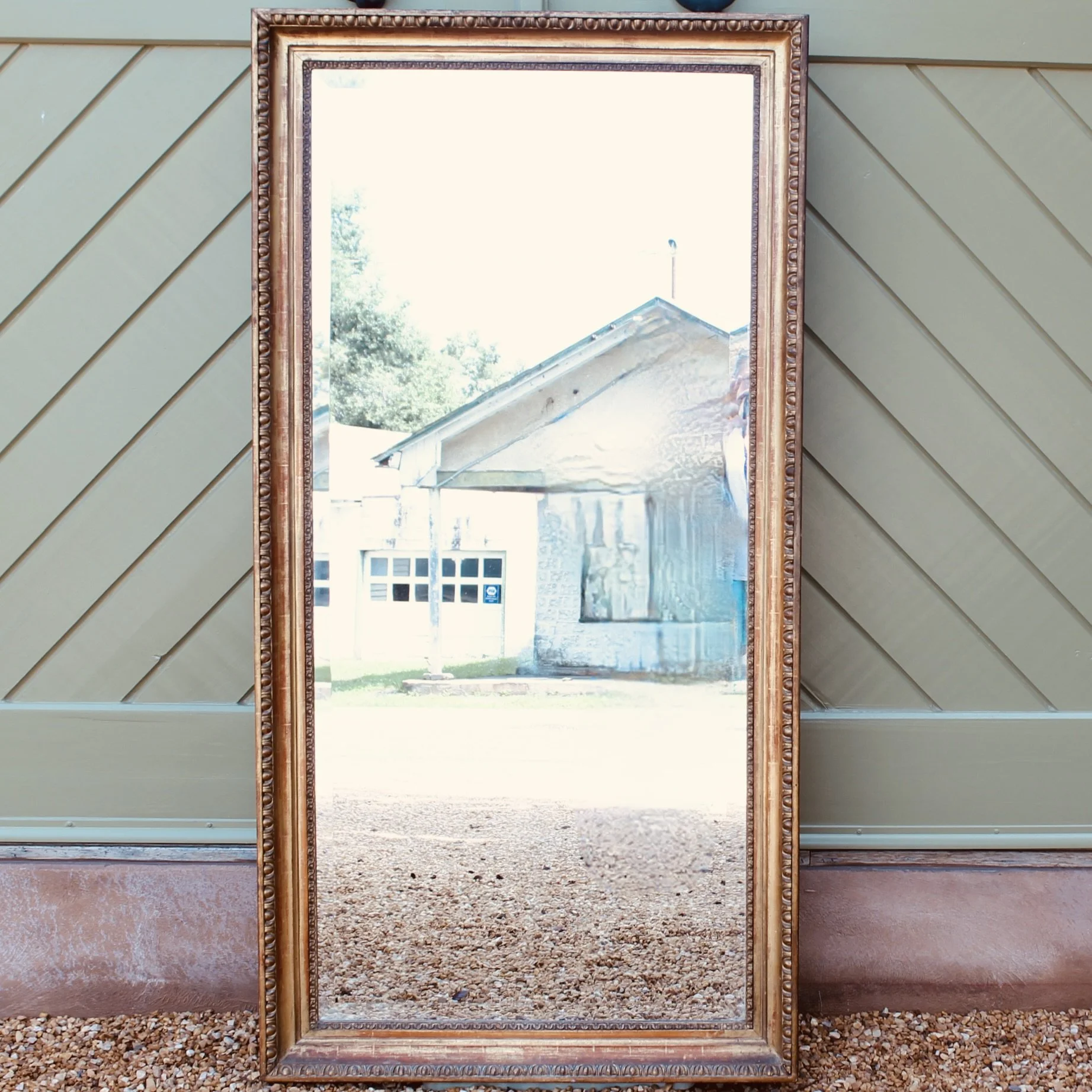 Large Gilt Wood Rectangular Mirror with Egg and Dart Carving, 19th Century
