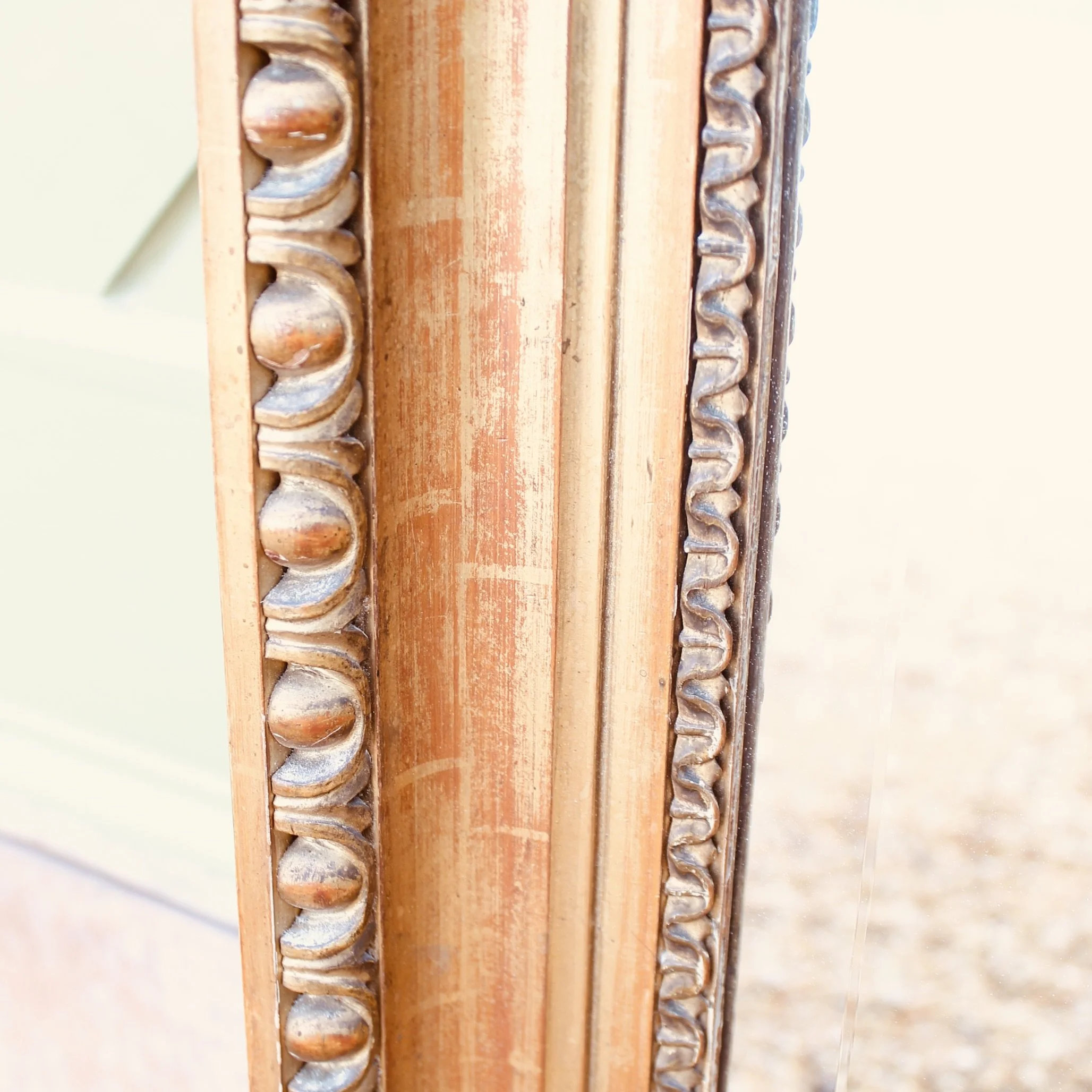 Large Gilt Wood Rectangular Mirror with Egg and Dart Carving, 19th Century