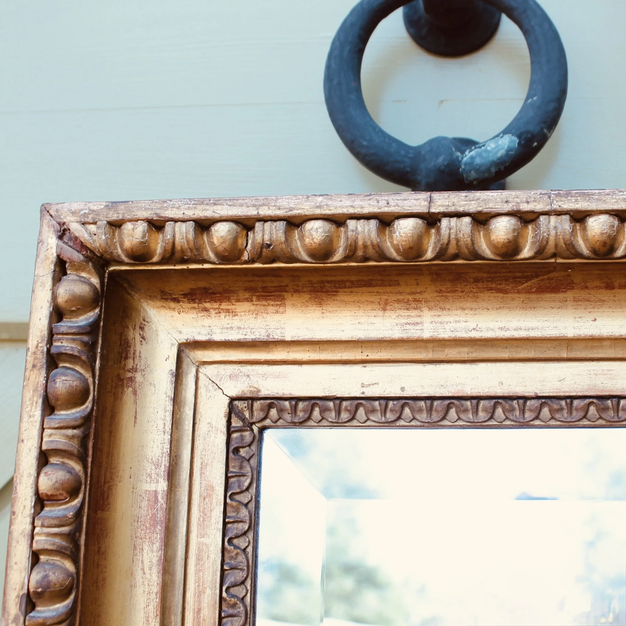 Large Gilt Wood Rectangular Mirror with Egg and Dart Carving, 19th Century