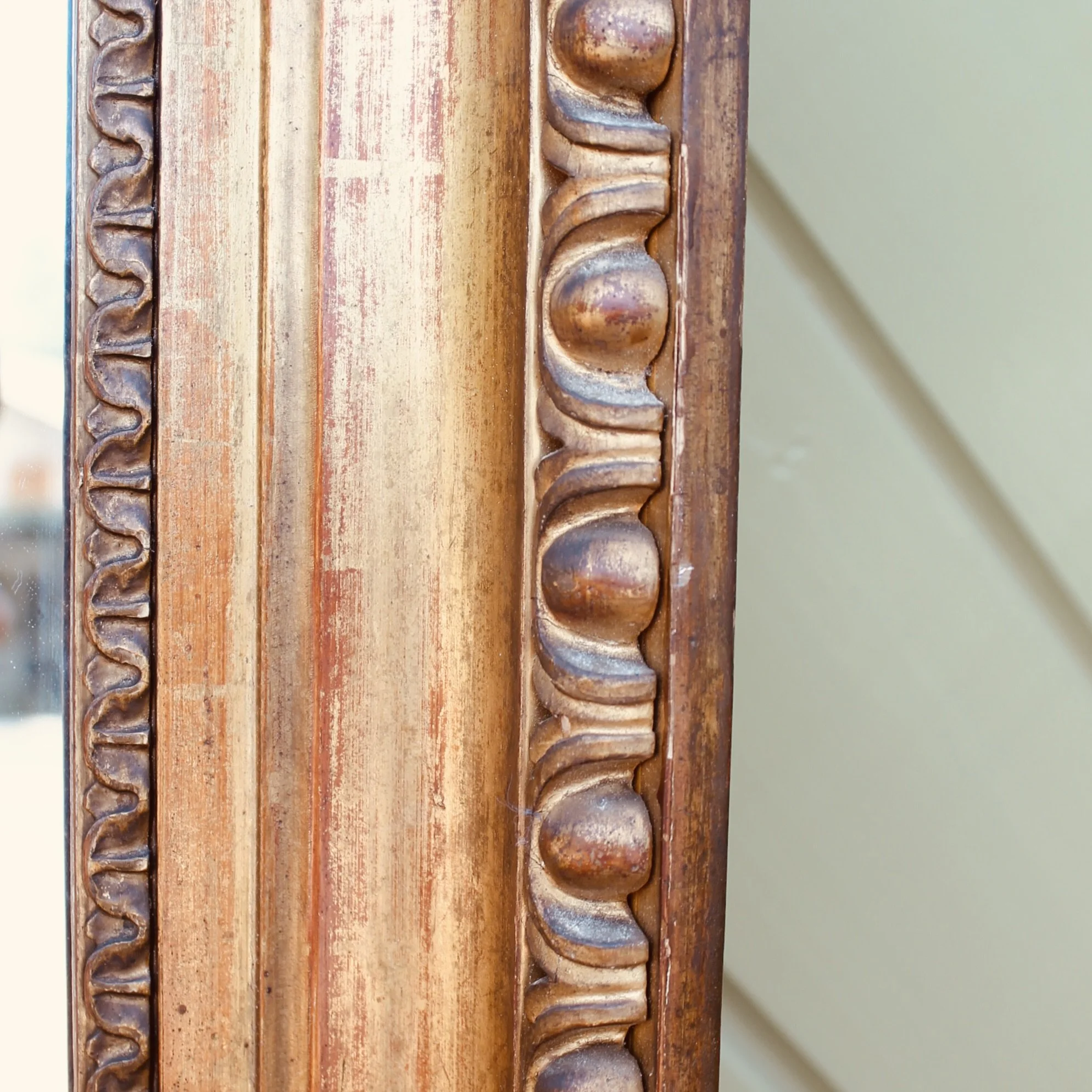 Large Gilt Wood Rectangular Mirror with Egg and Dart Carving, 19th Century