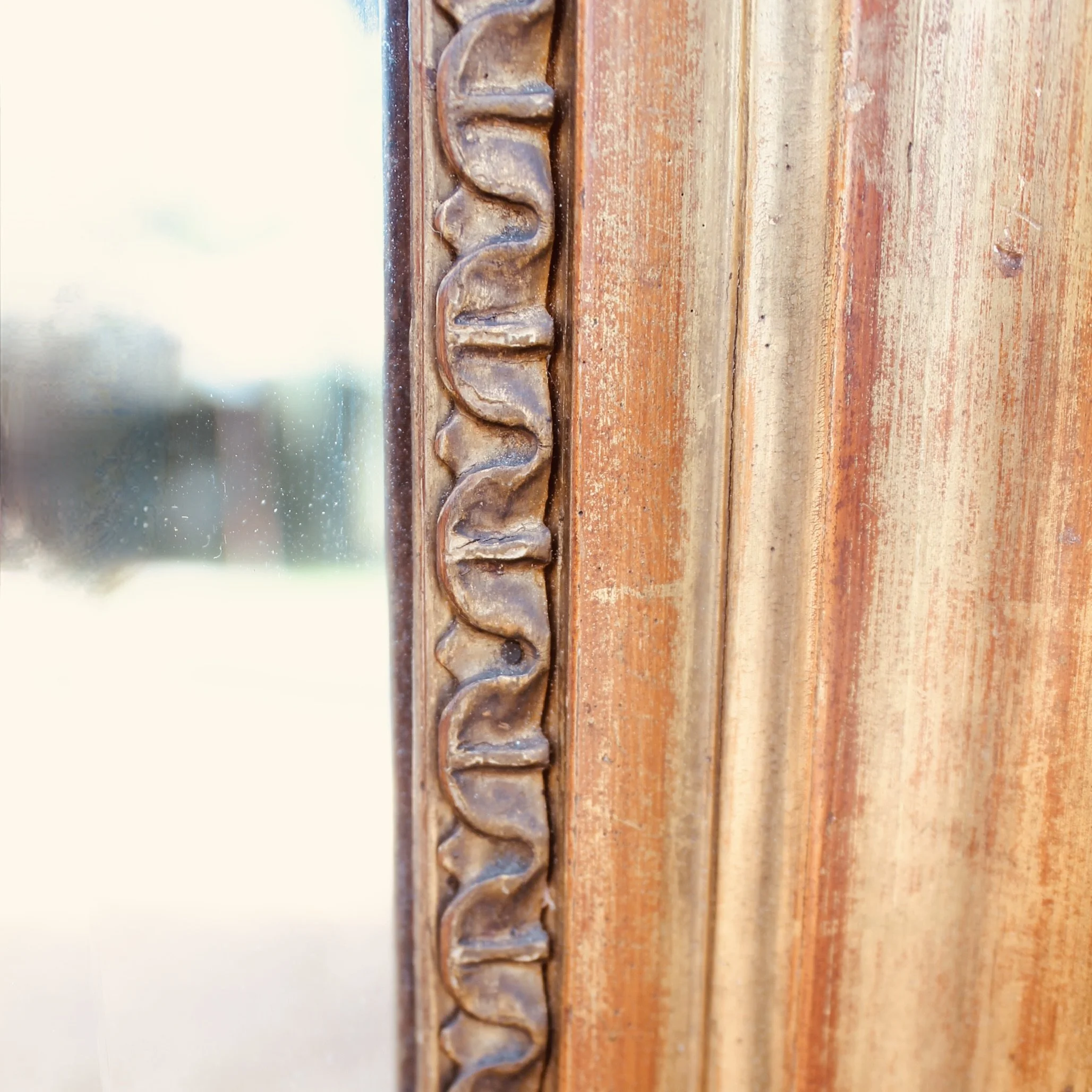 Large Gilt Wood Rectangular Mirror with Egg and Dart Carving, 19th Century