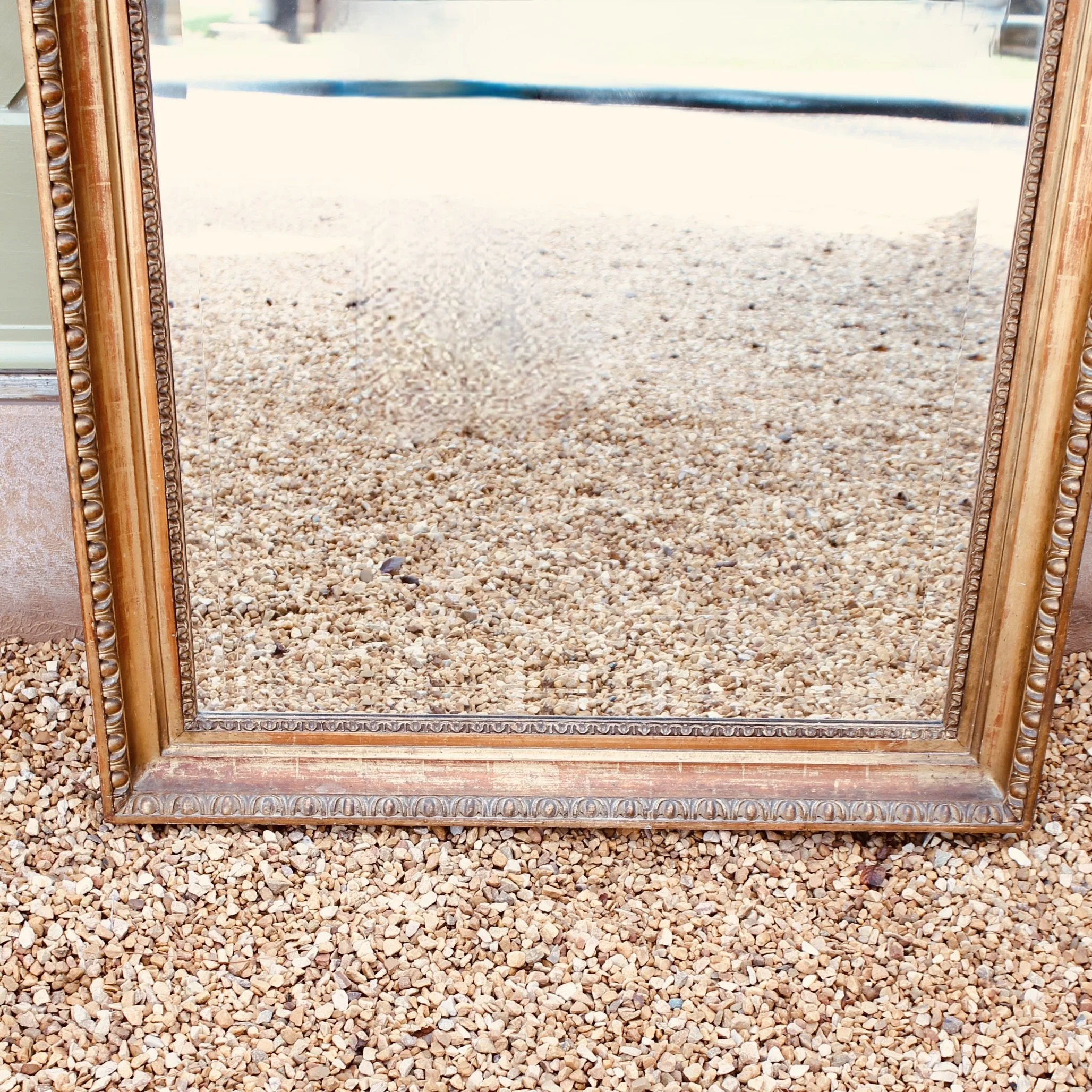 Large Gilt Wood Rectangular Mirror with Egg and Dart Carving, 19th Century