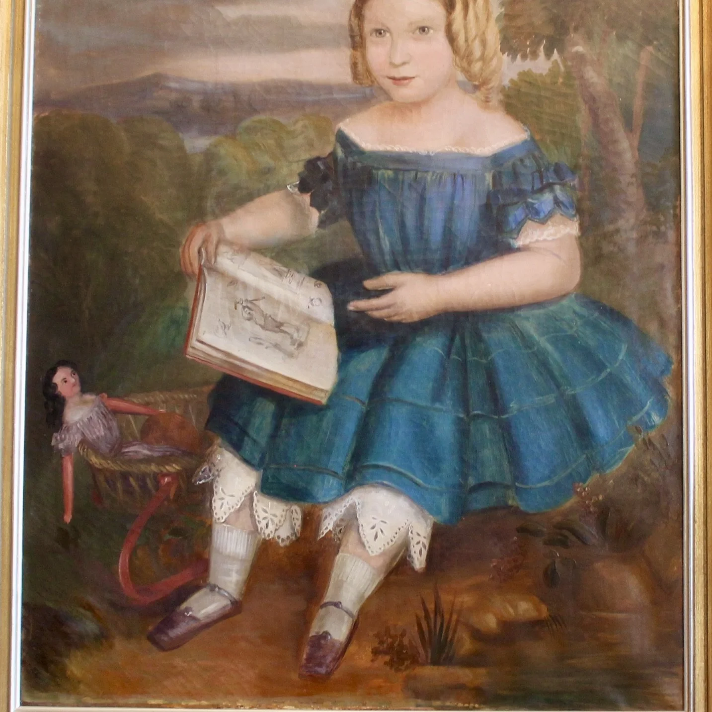 Portrait of a Little Girl, Oil on Canvas Dated 1850 by John Alfred Giles